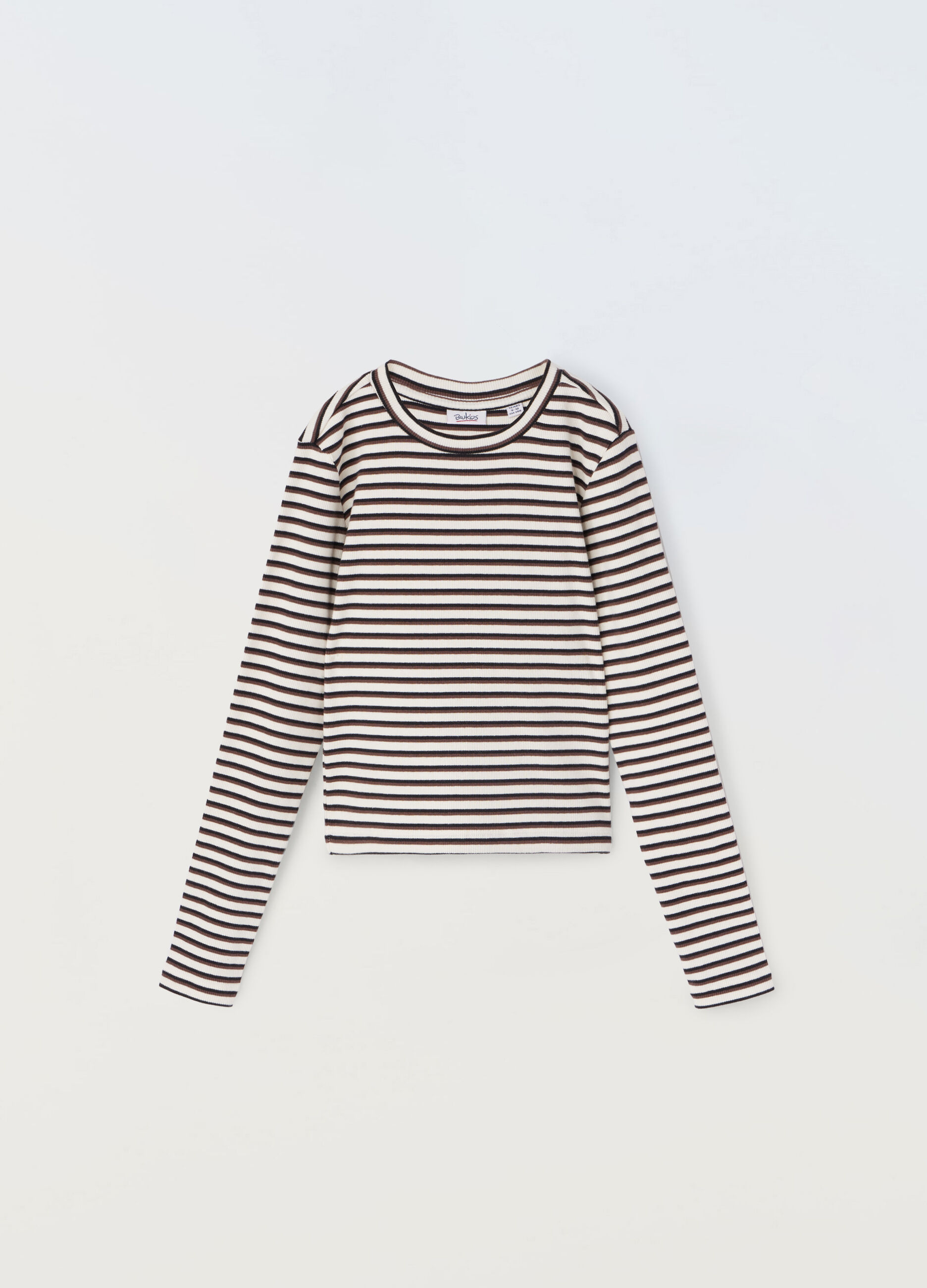 T-shirt in costina di cotone stretch ragazza_0