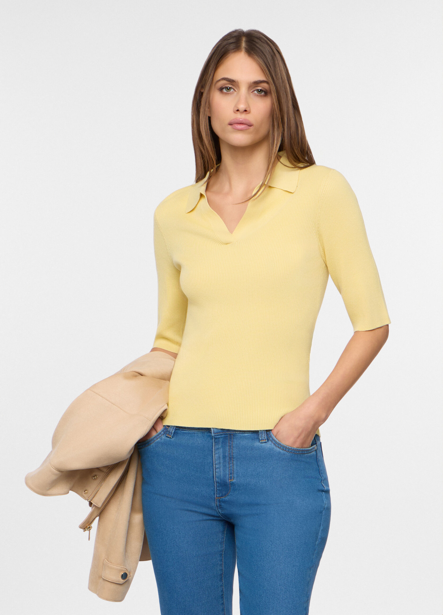 Polo in costina misto viscosa donna_0