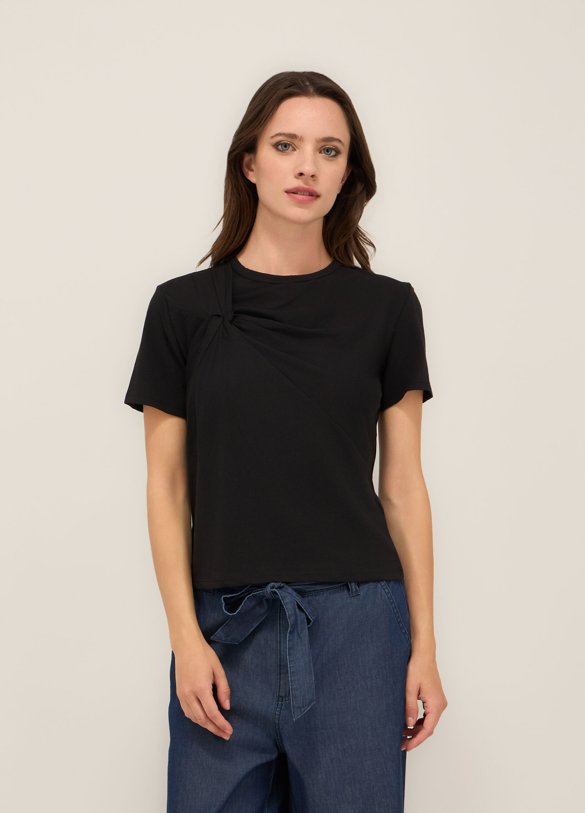 T-shirt in jersey di cotone stretch donna_0