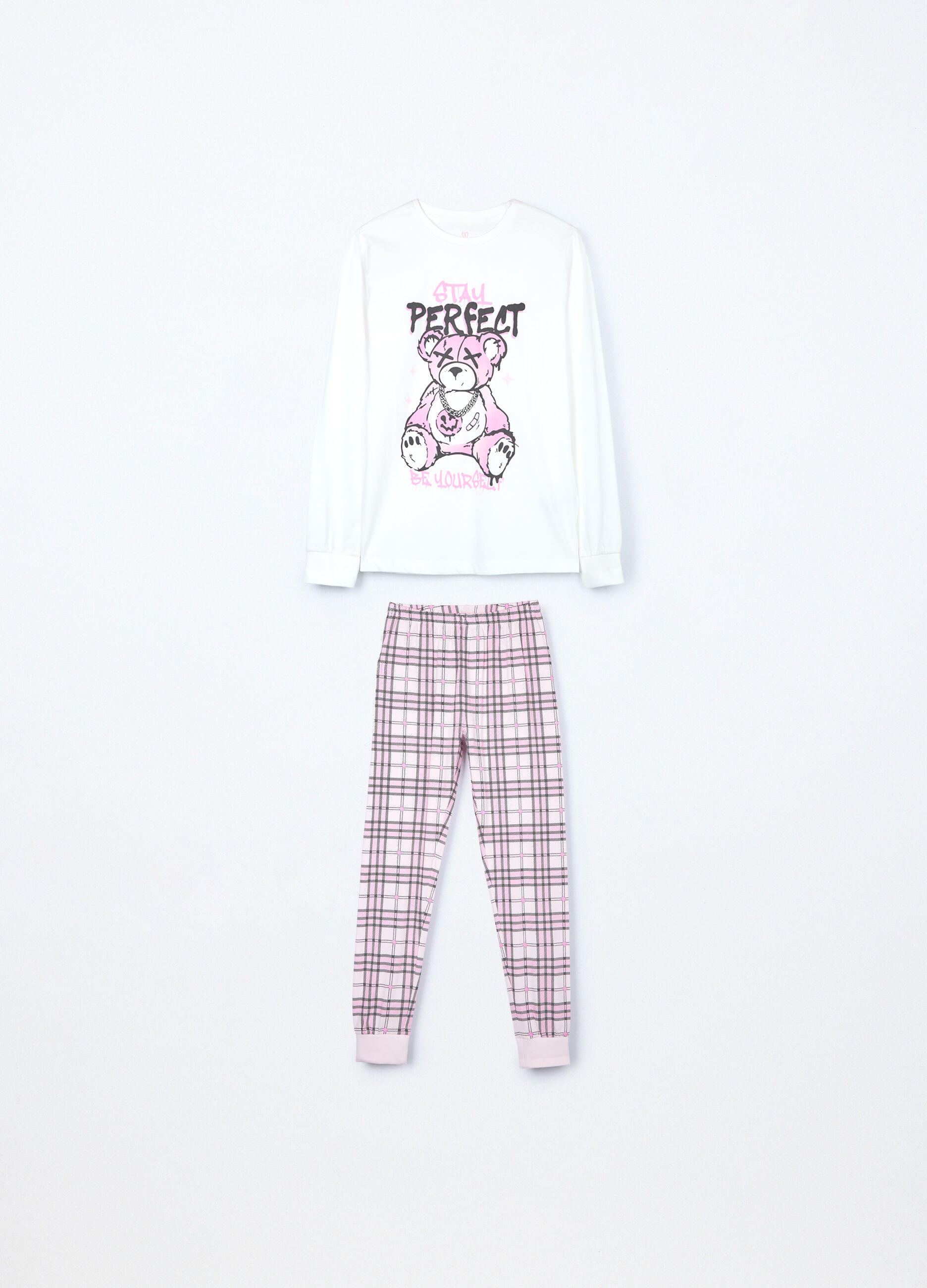 Set pigiama lungo in jersey di puro cotone ragazza_0