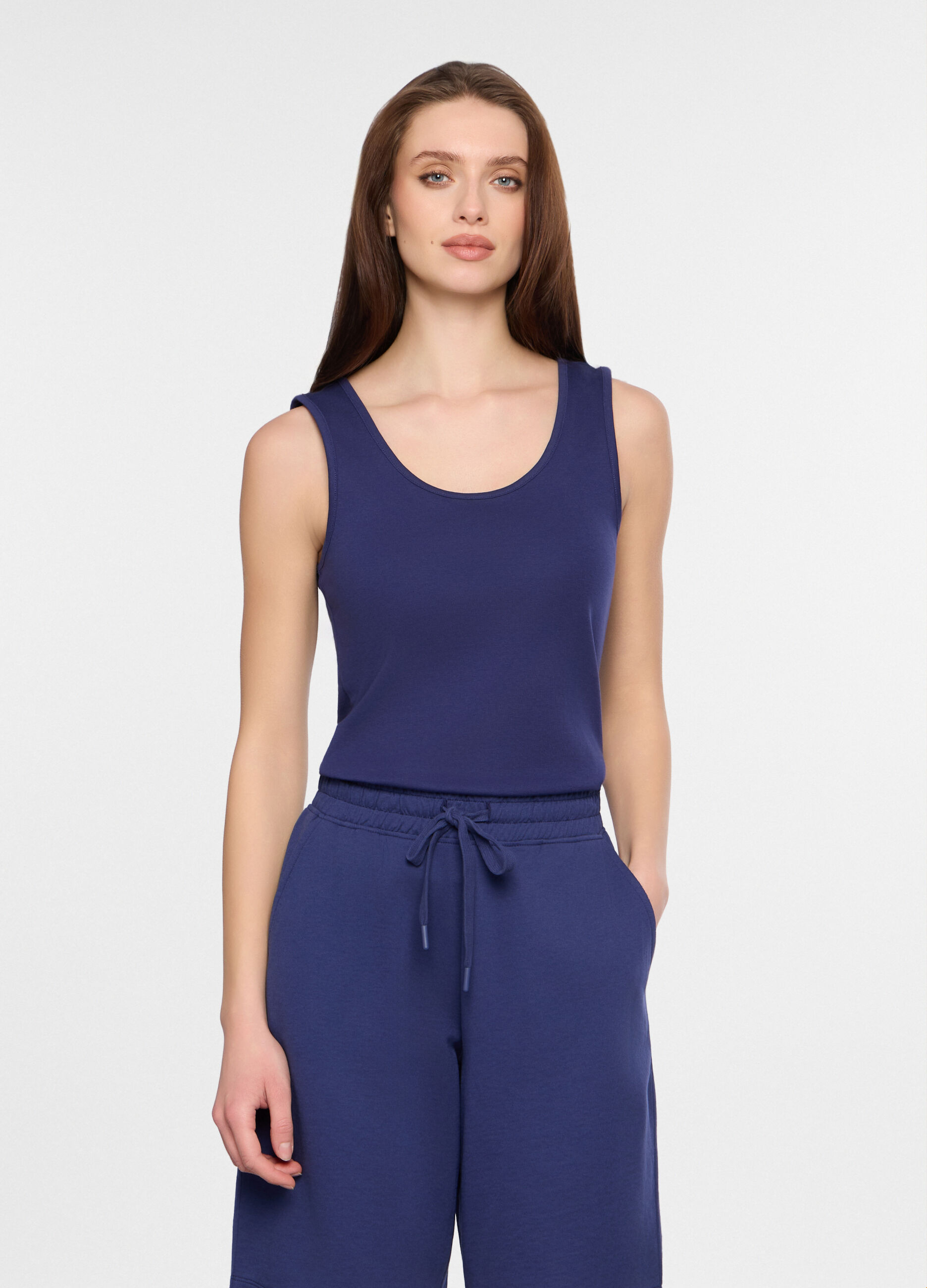 Canotta fitted in costina stretch donna_0