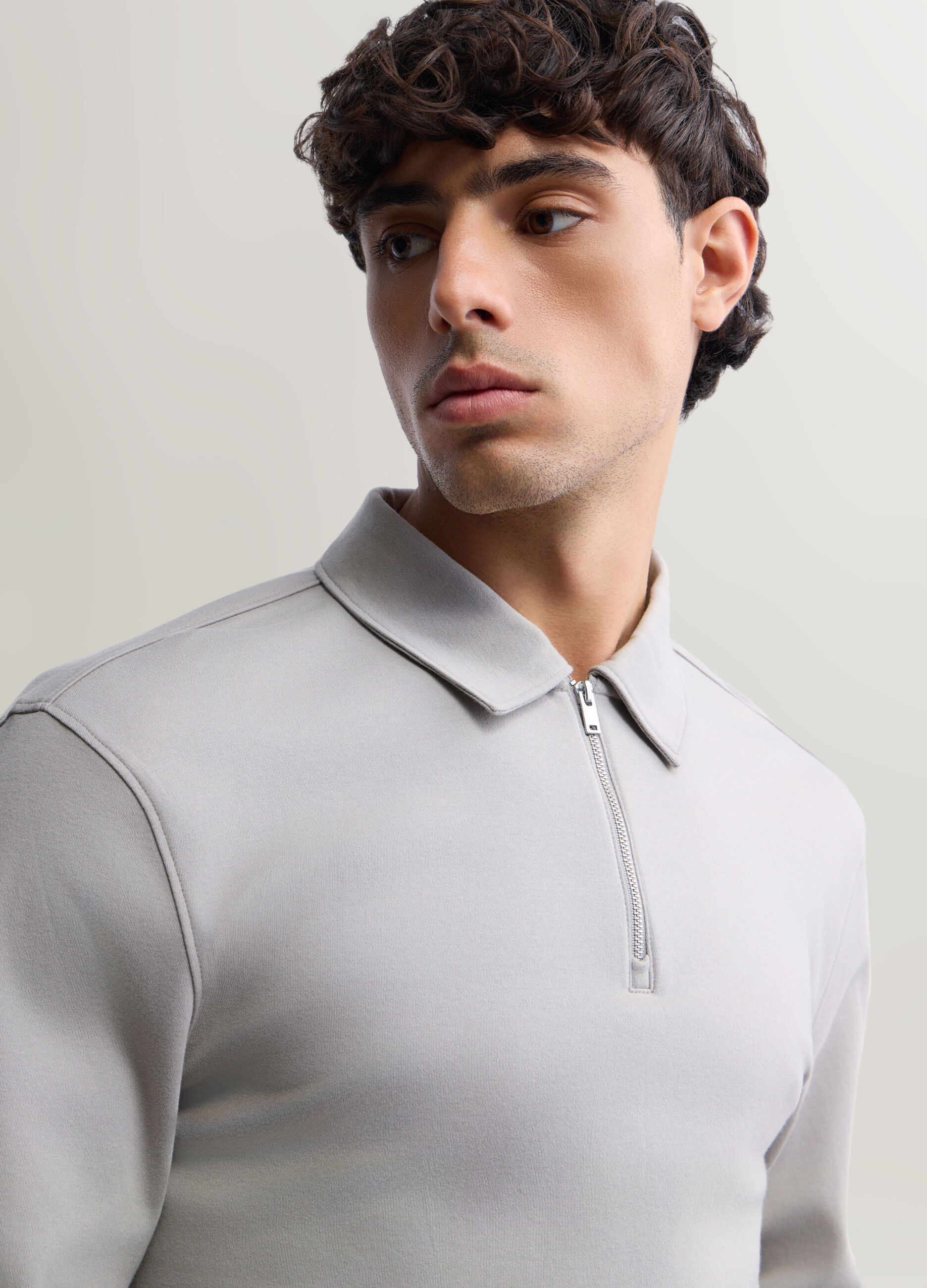 Polo a maniche lunghe in interlock di cotone uomo_2