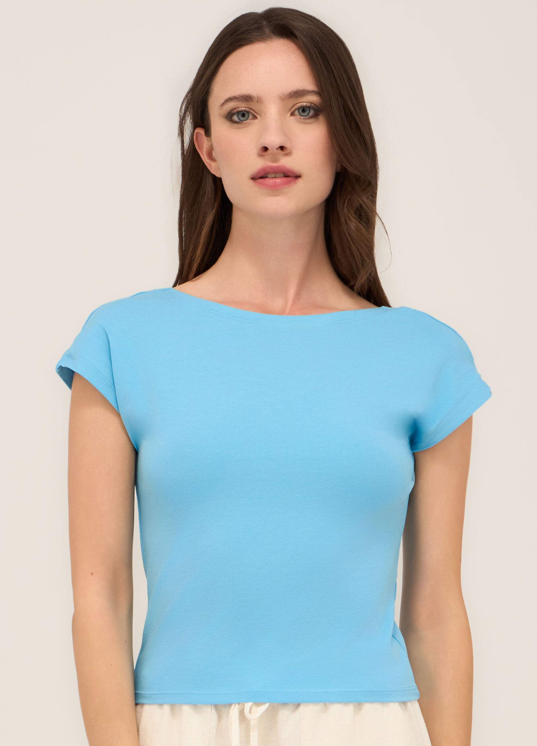 T-shirt in cotone stretch donna_2
