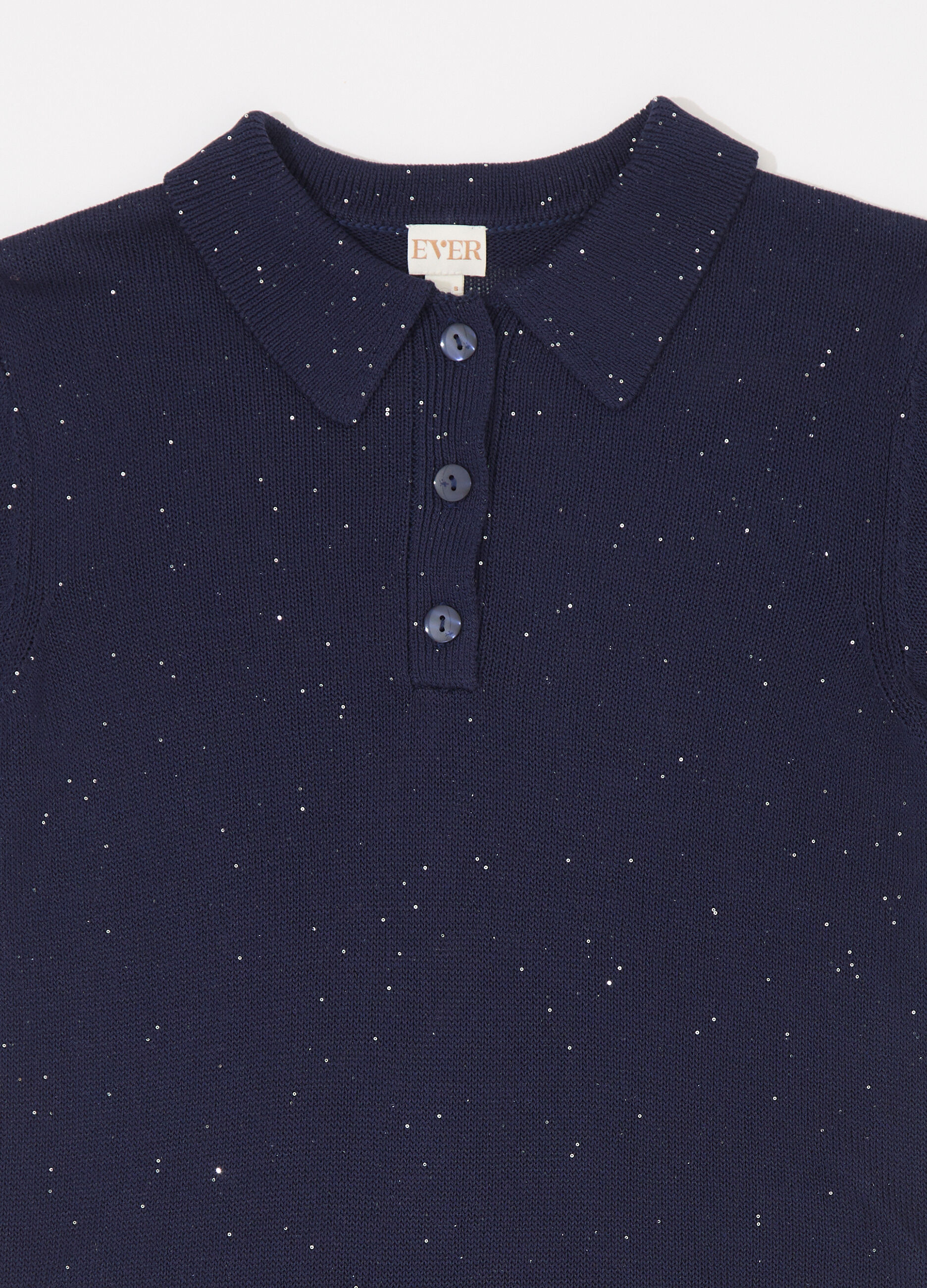 Polo in tricot a maniche corte con paillettes donna_6