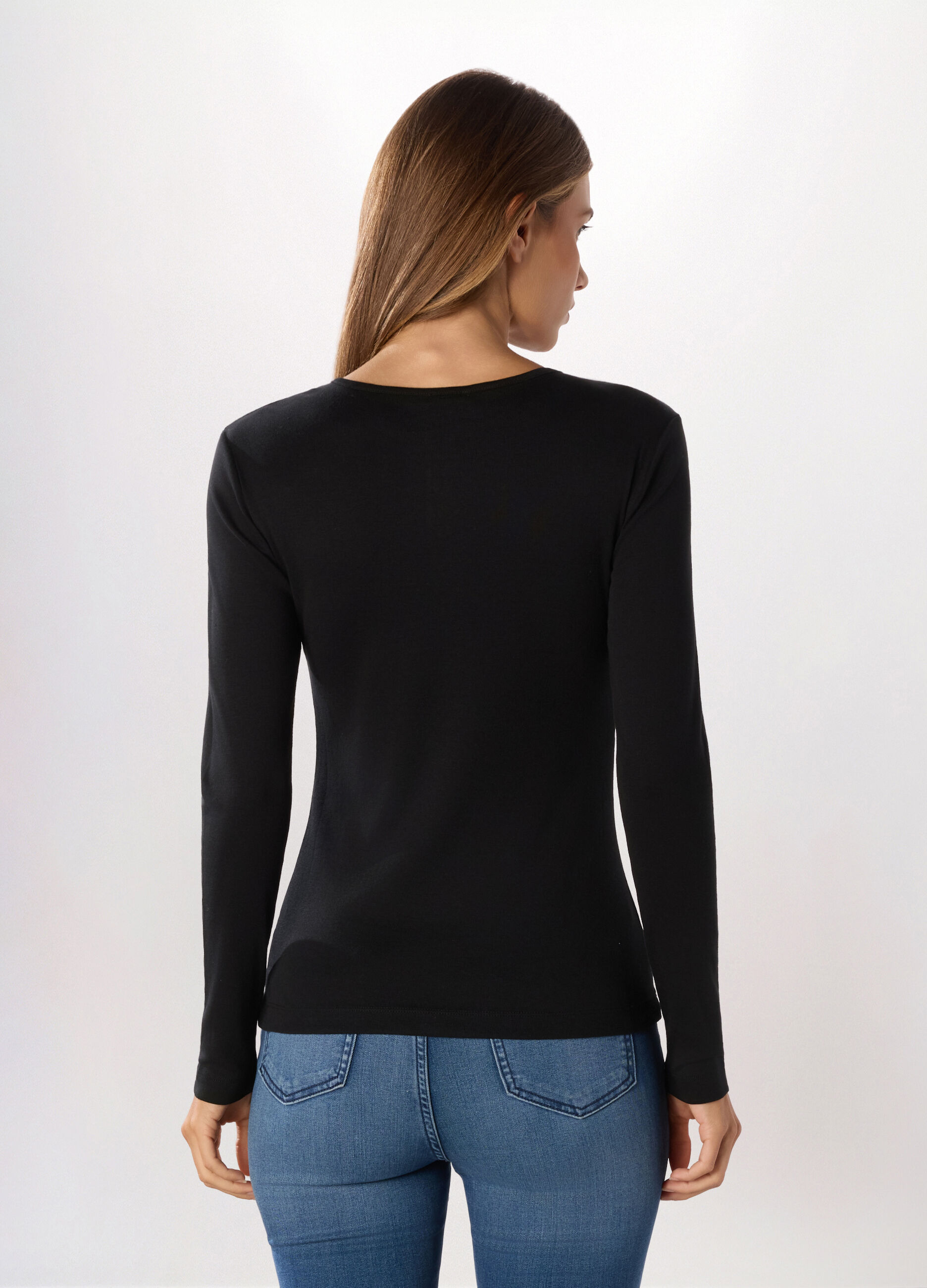 T-shirt in costina di cotone donna_1