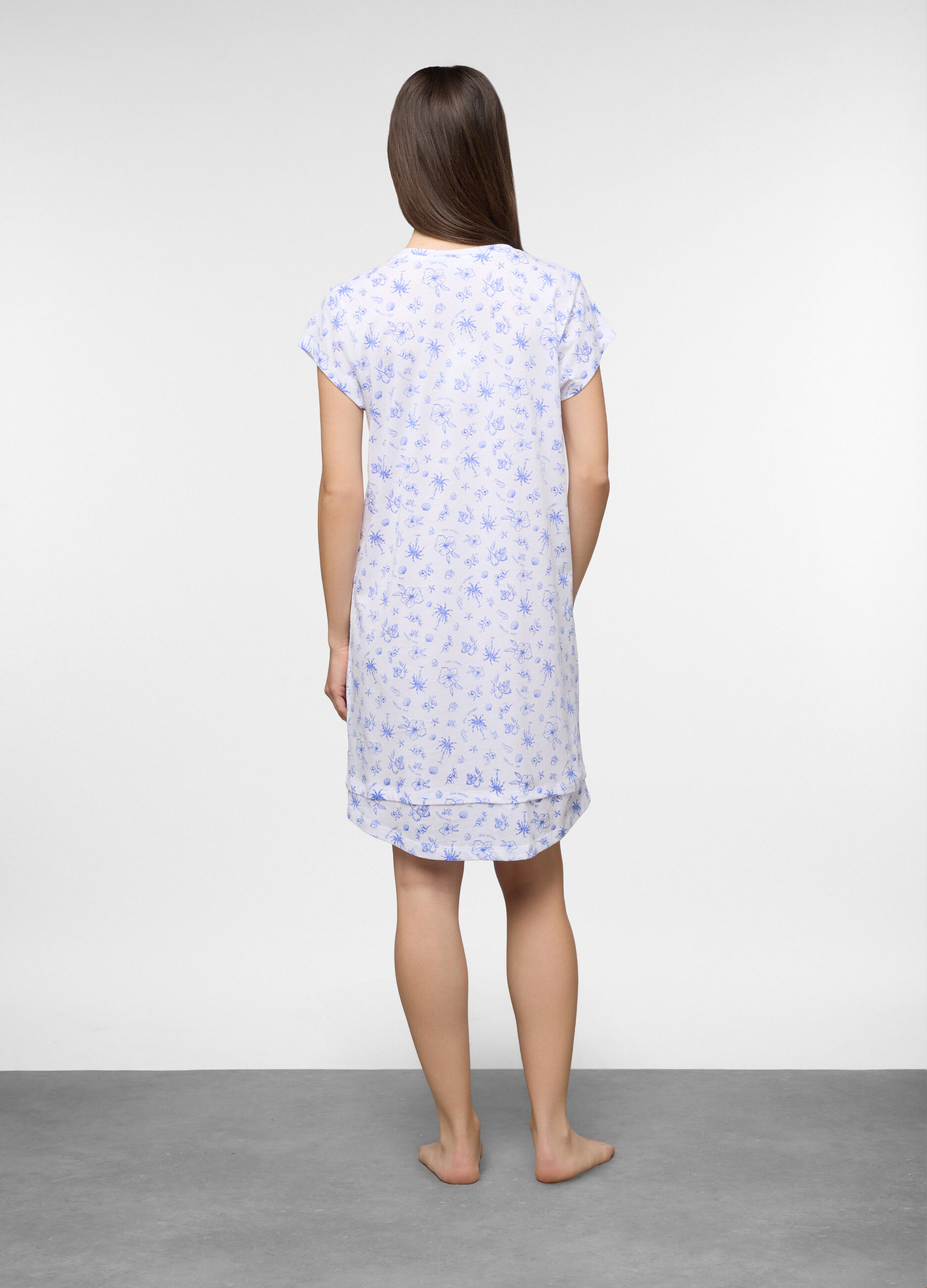 Camicia da notte corta in jersey di puro cotone donna_1