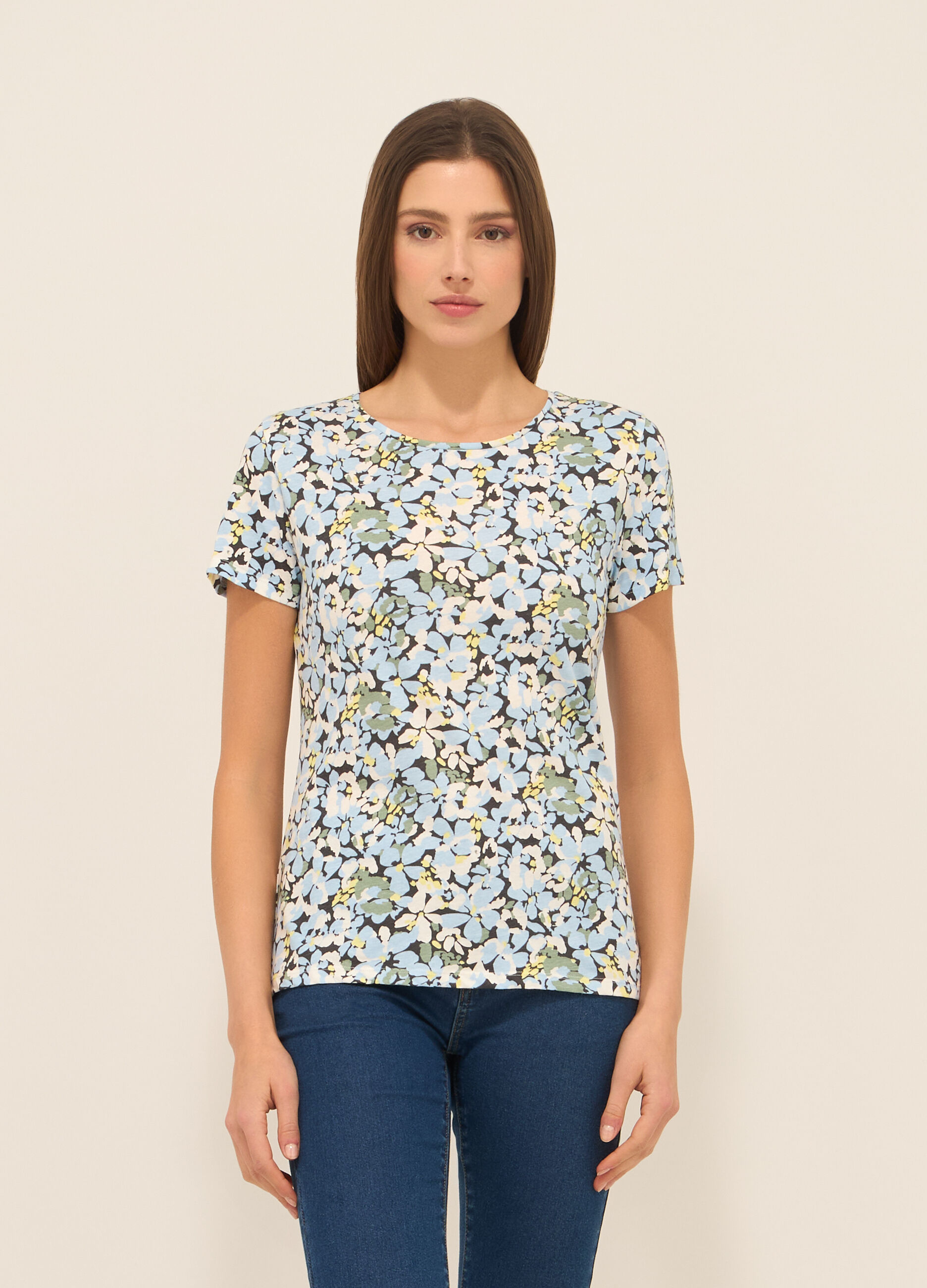 T-shirt in jersey di puro cotone donna_0