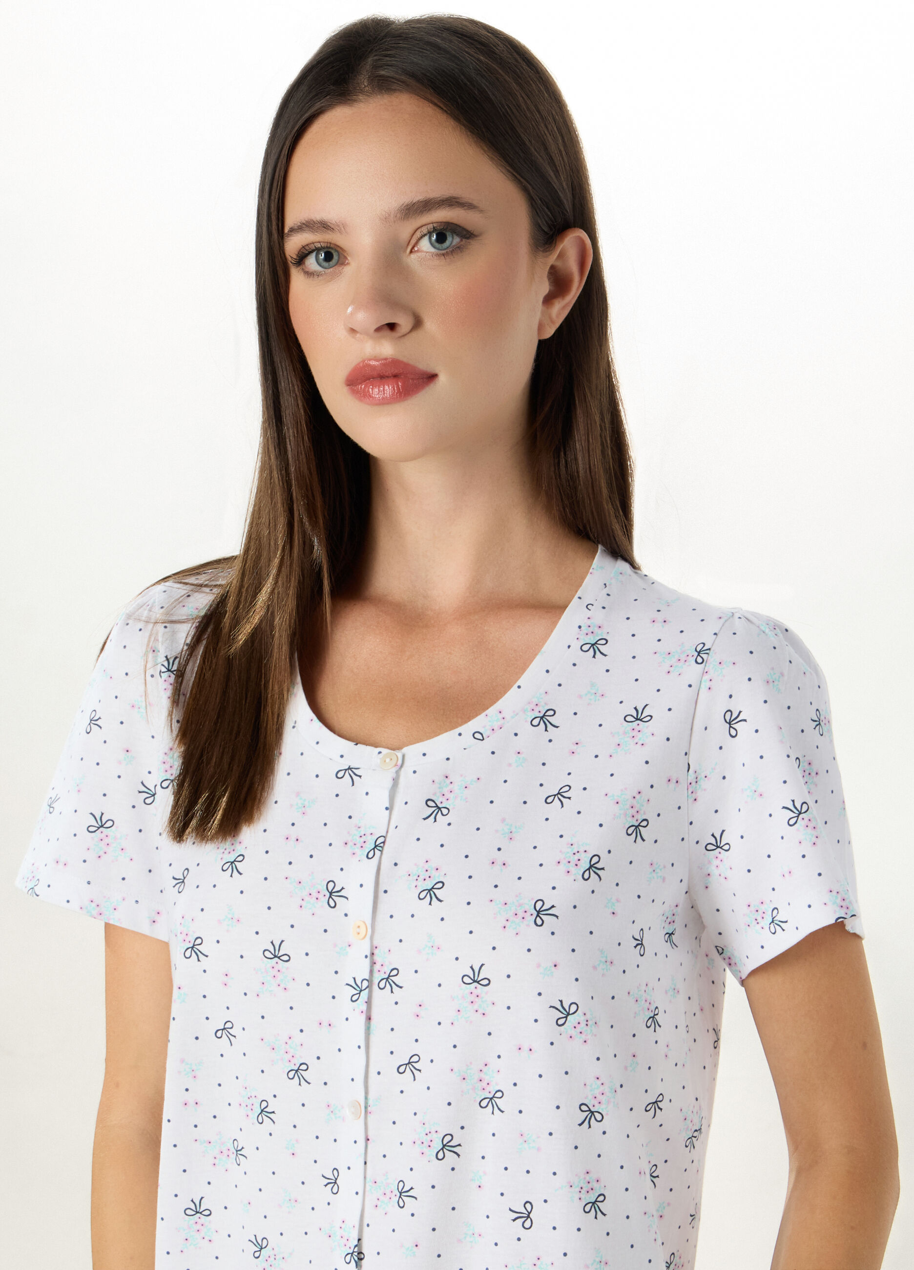 Camicia da notte in jersey di puro cotone donna_2