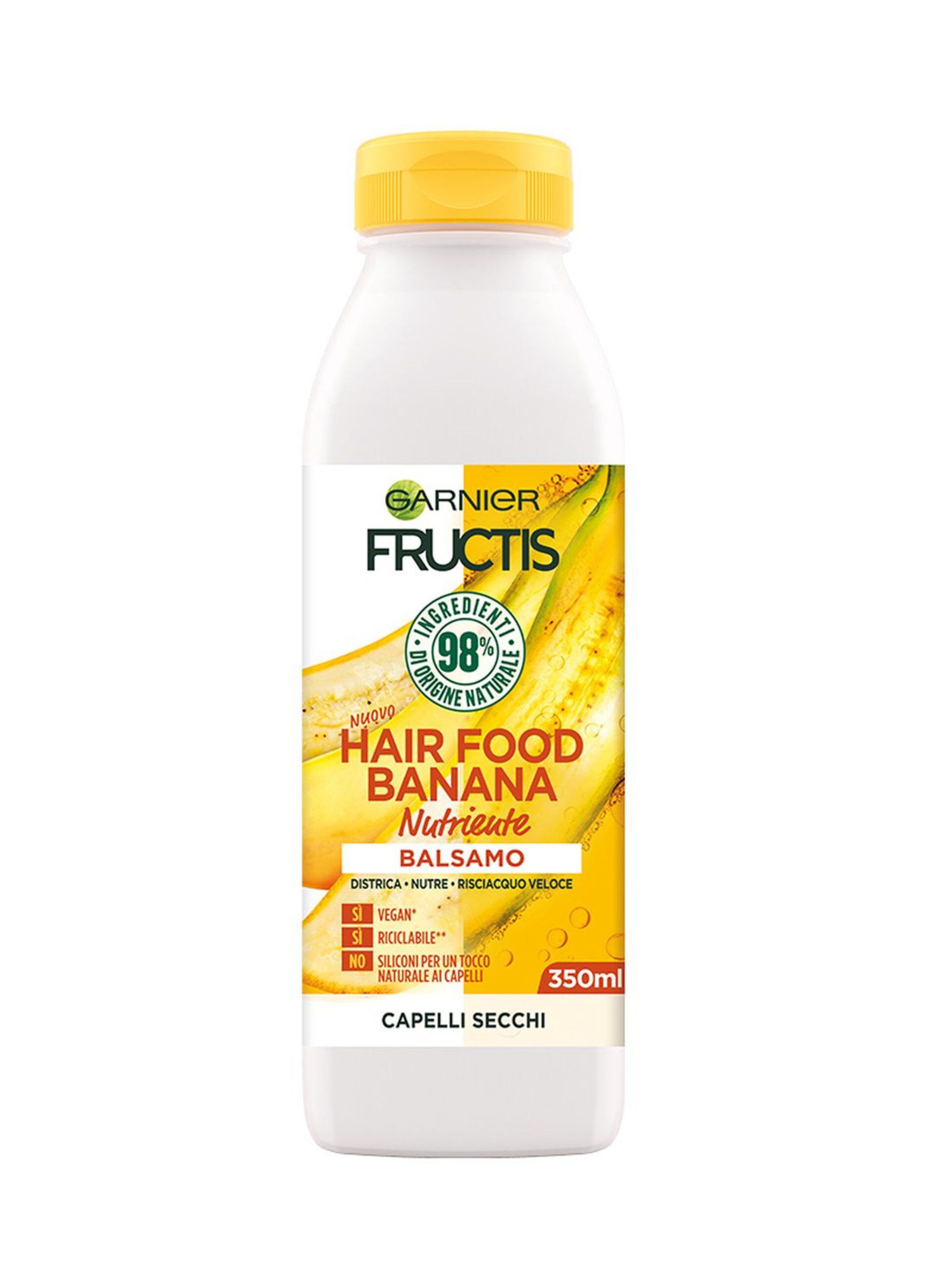 Garnier Balsamo Nutriente Fructis Hair Food, Balsamo nutriente alla banana per capelli secchi, 350 ml.