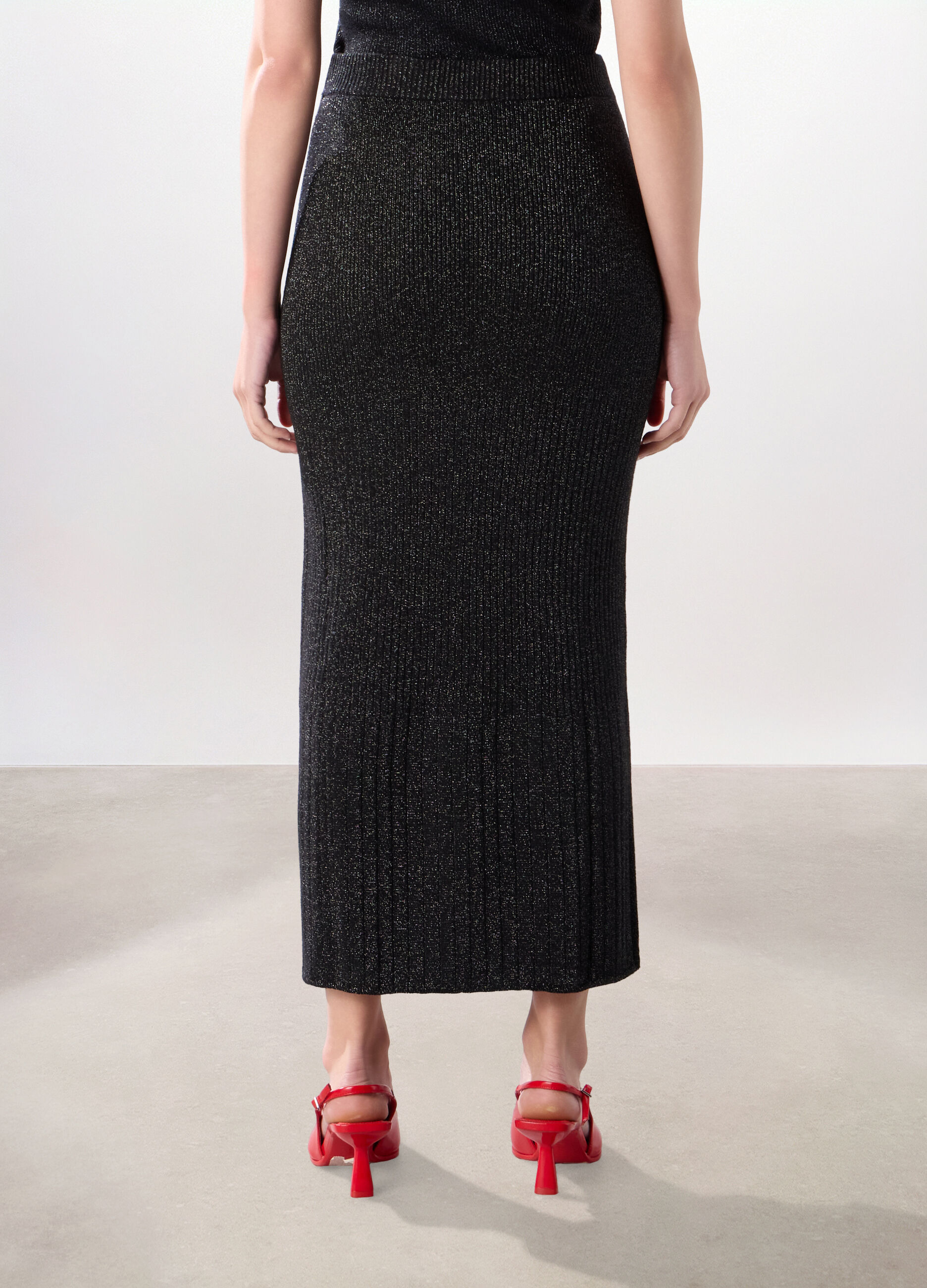 Gonna in costina misto viscosa stretch donna_1