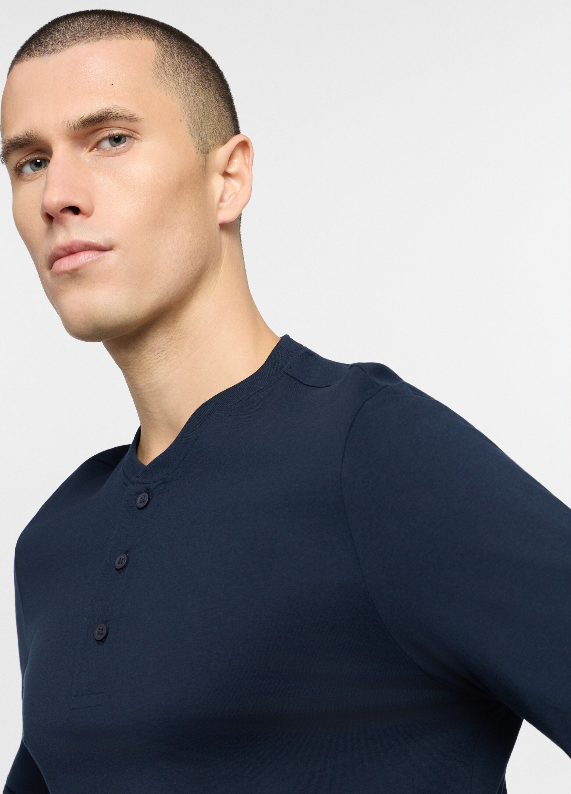 Maglia del pigiama a serafino in jersey uomo_2