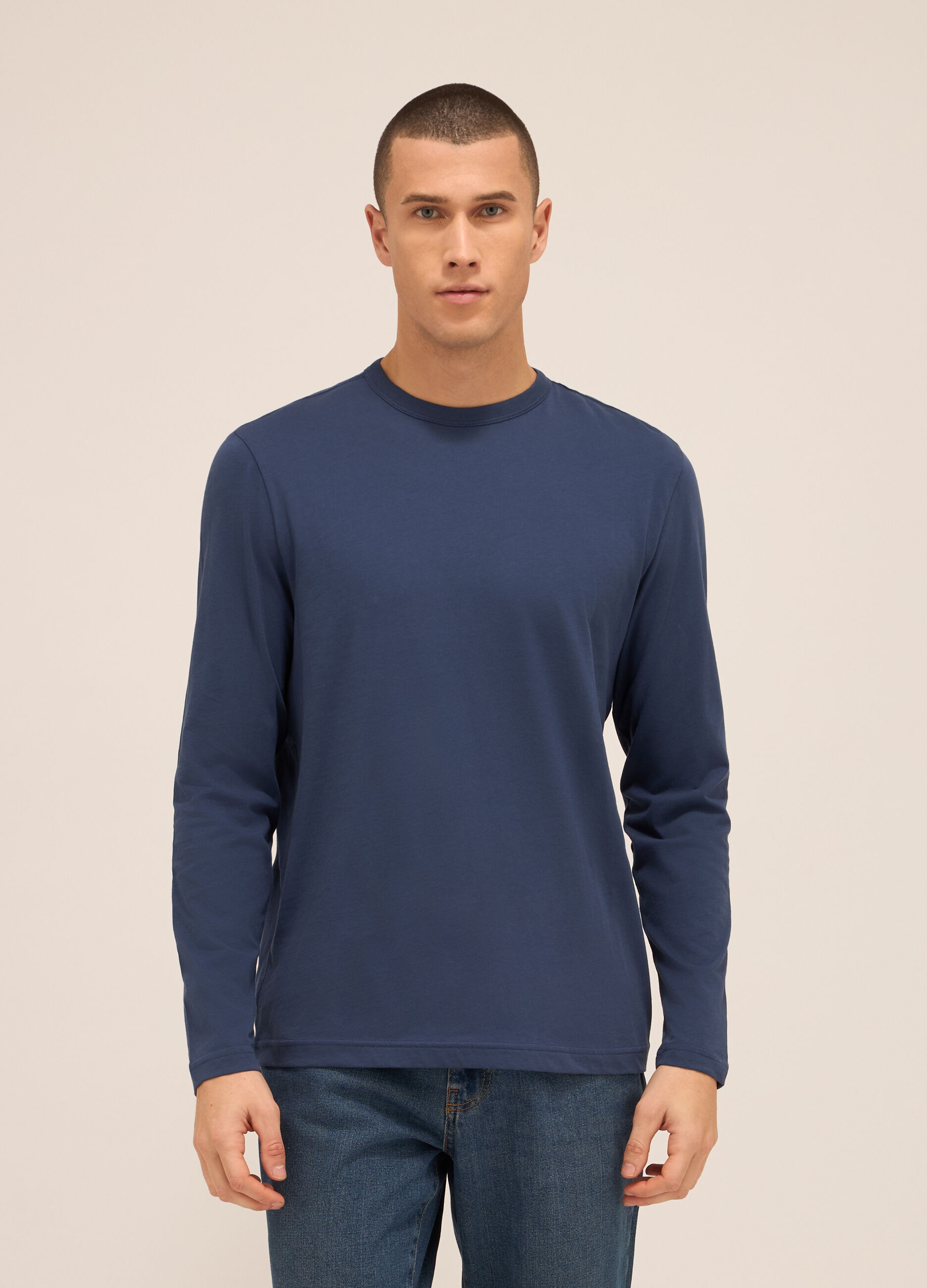 Maglia a maniche lunghe in puro cotone uomo_0