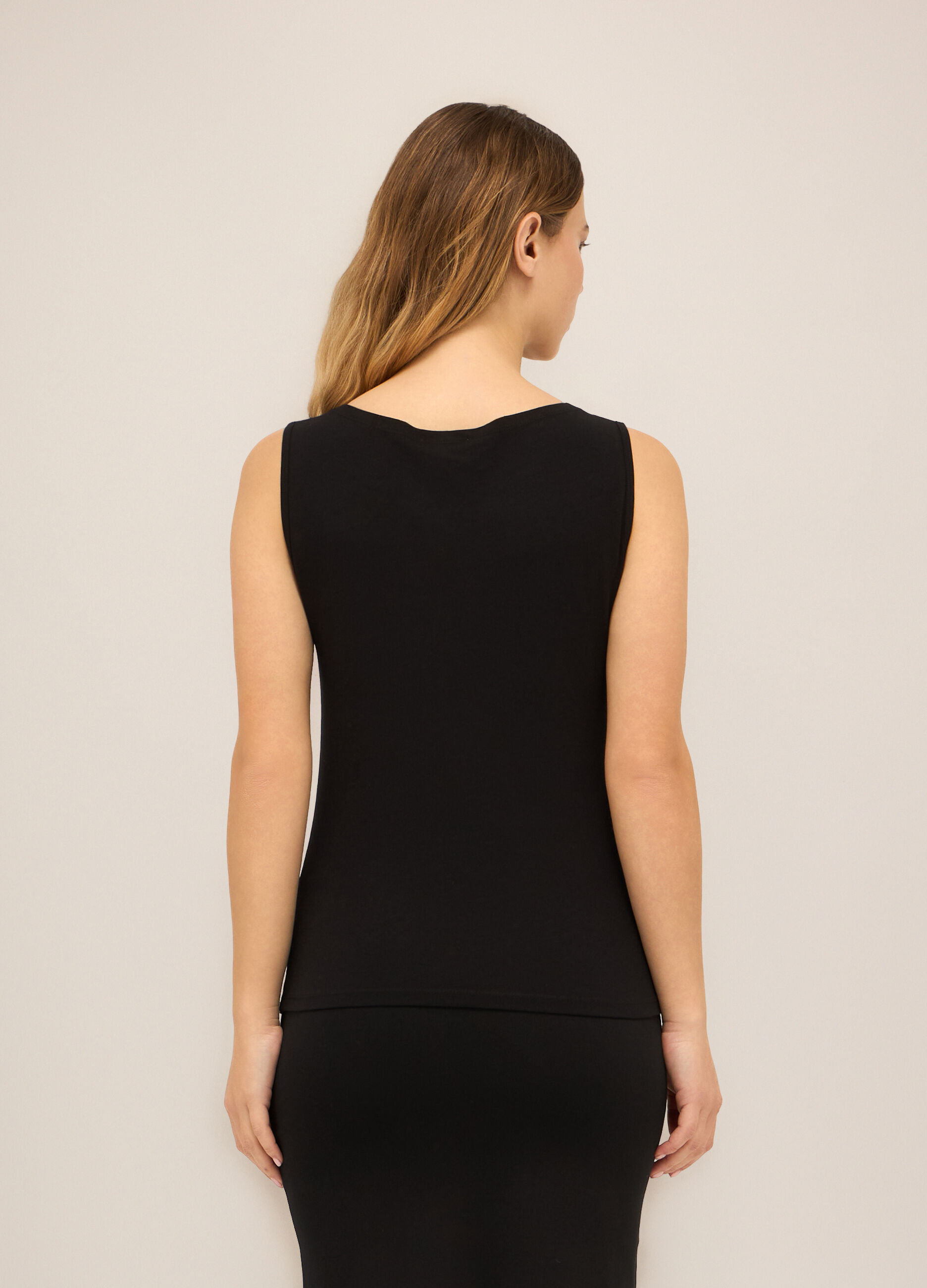 Top in jersey di cotone stretch donna_1