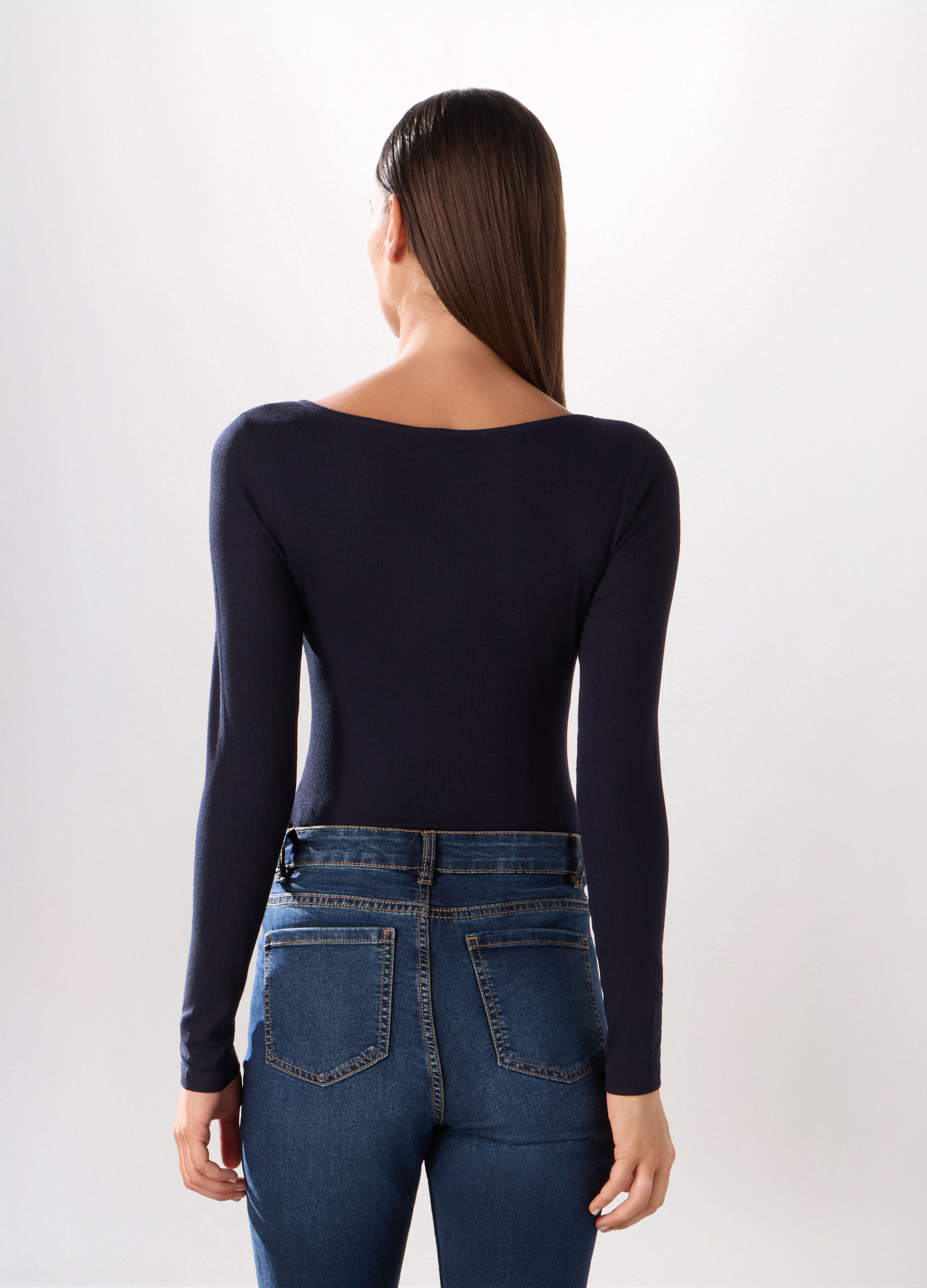 Body in costina di viscosa stretch donna_1