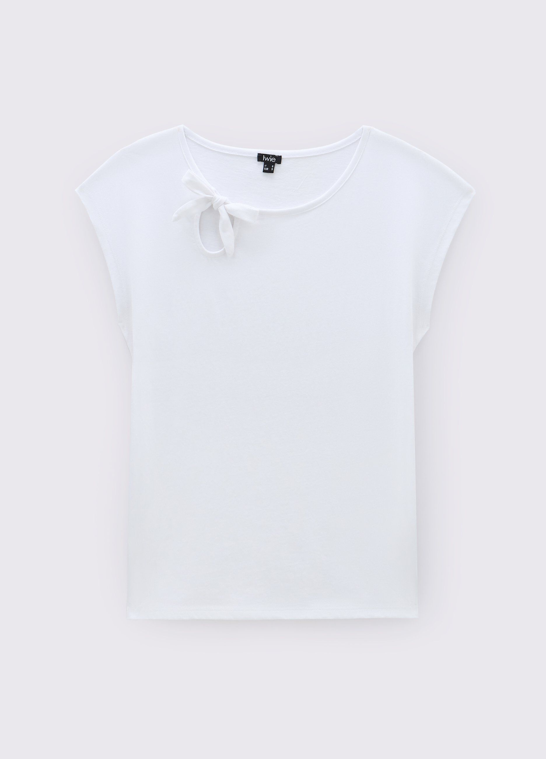 T-shirt in puro cotone con cut out donna_0