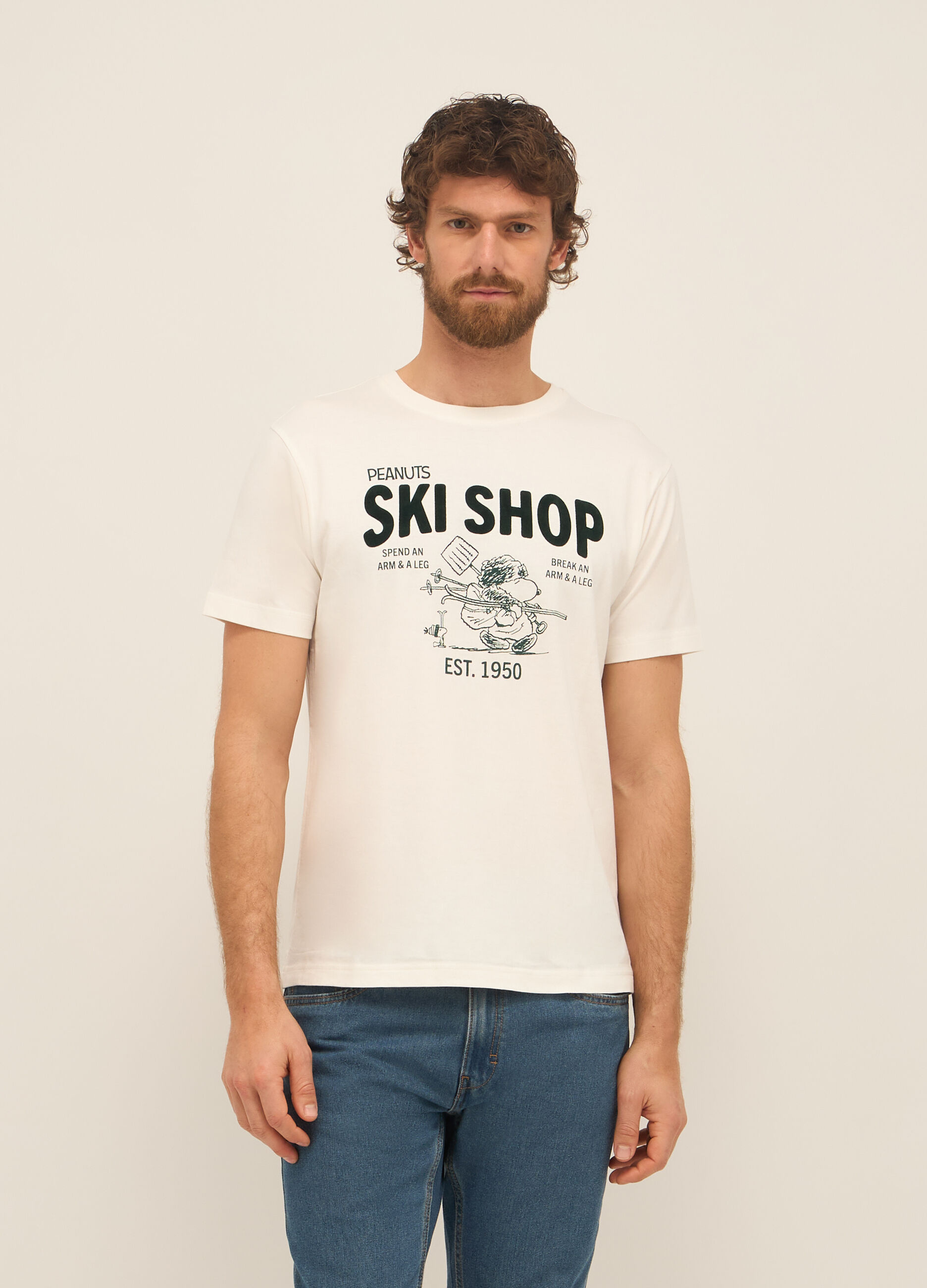 T-shirt girocollo in puro cotone con stampa uomo_0