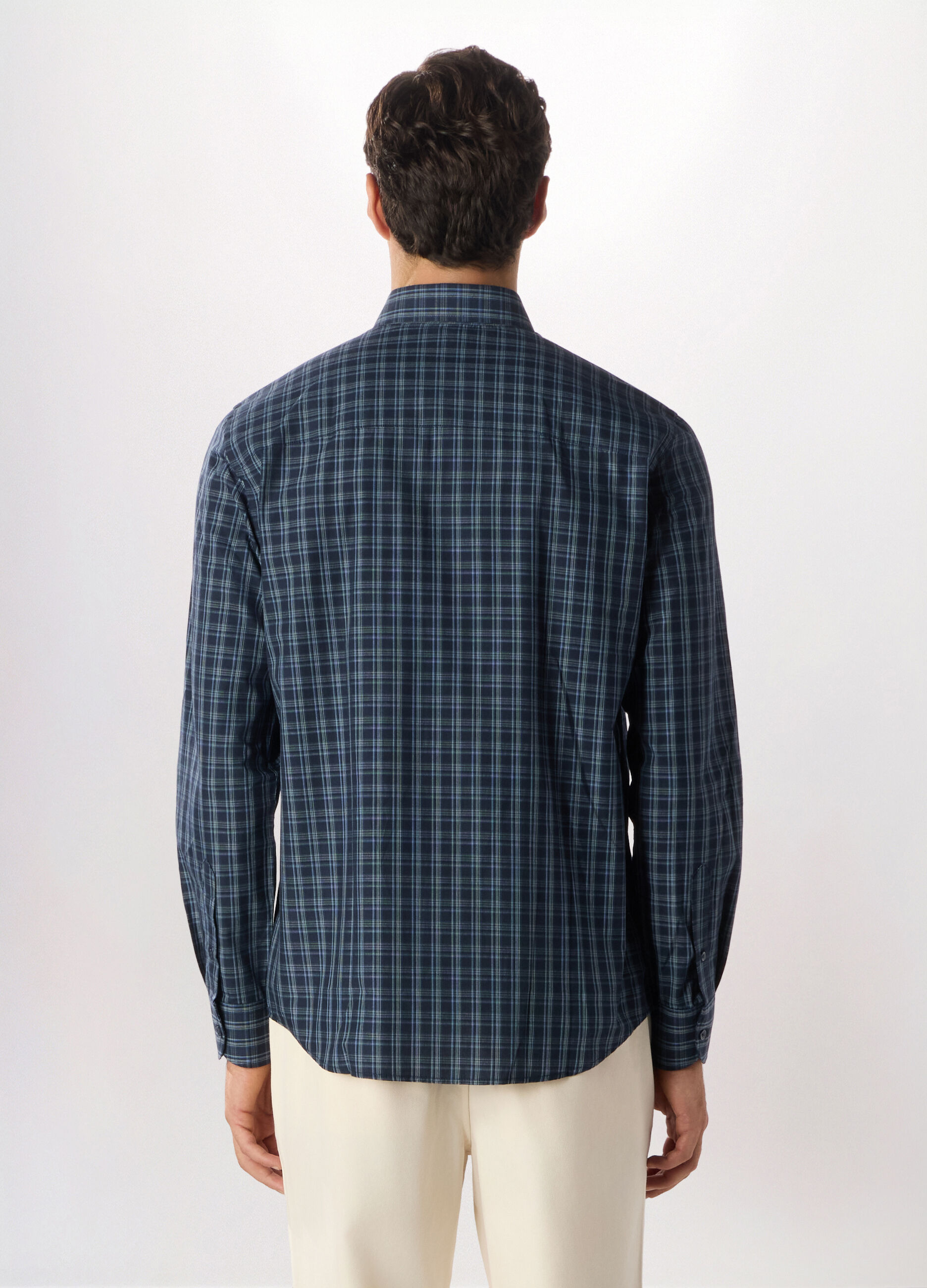 Camicia slim fit con colletto button down in misto cotone uomo_1