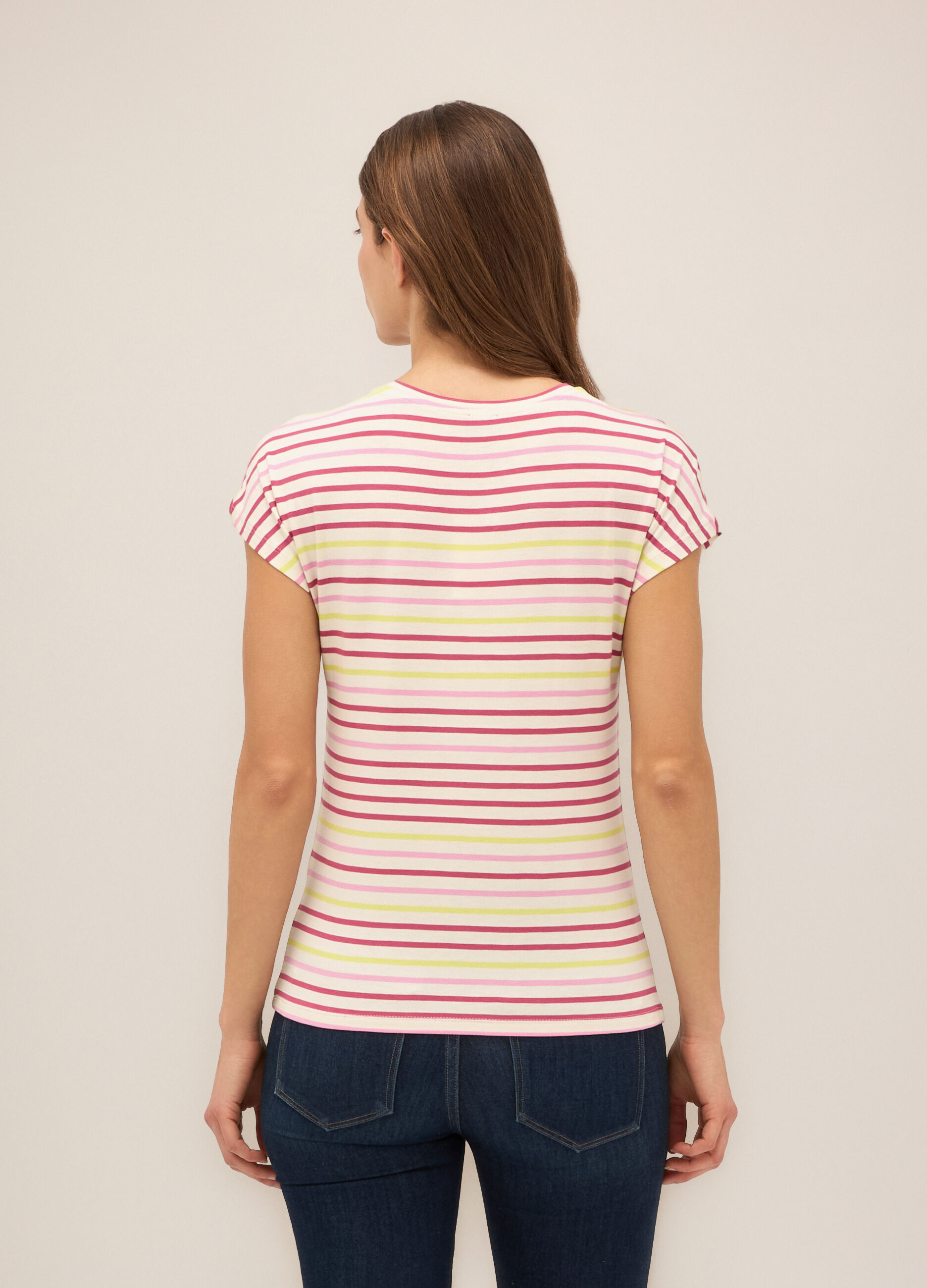 T-shirt a righe in viscosa stretch donna_1