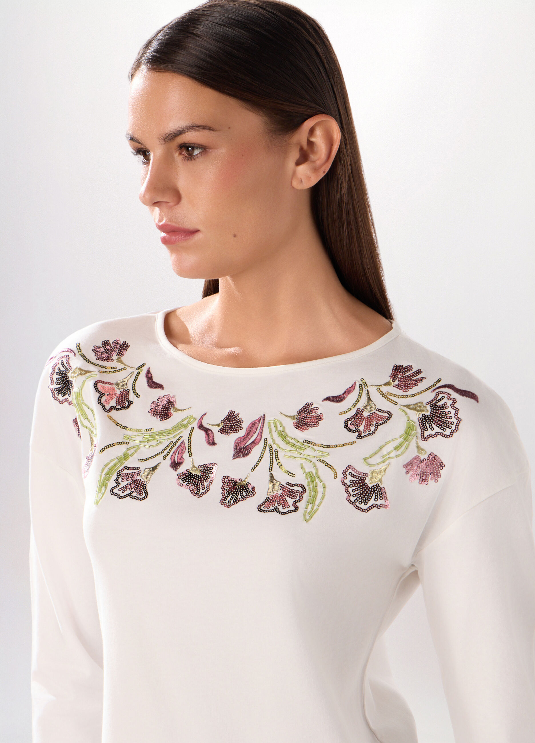 T-shirt in jersey di cotone stretch donna_2