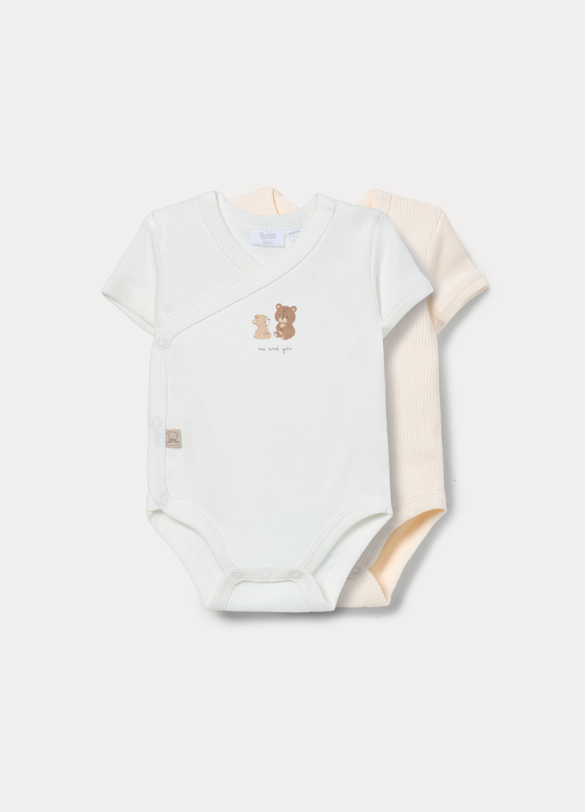 Pack 2 body in costina di cotone stretch neonato_0
