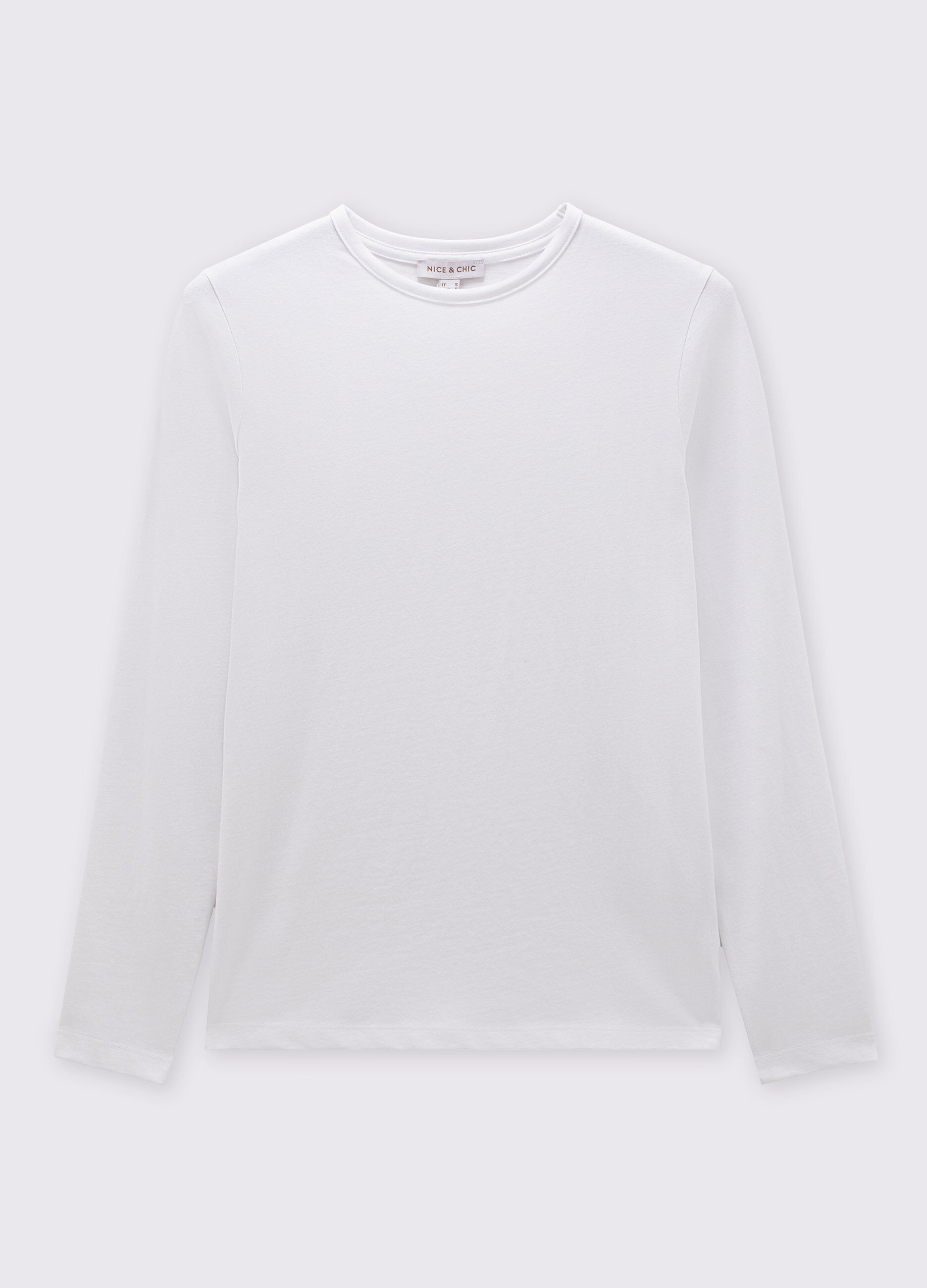 T-shirt in puro cotone a maniche lunghe donna_0