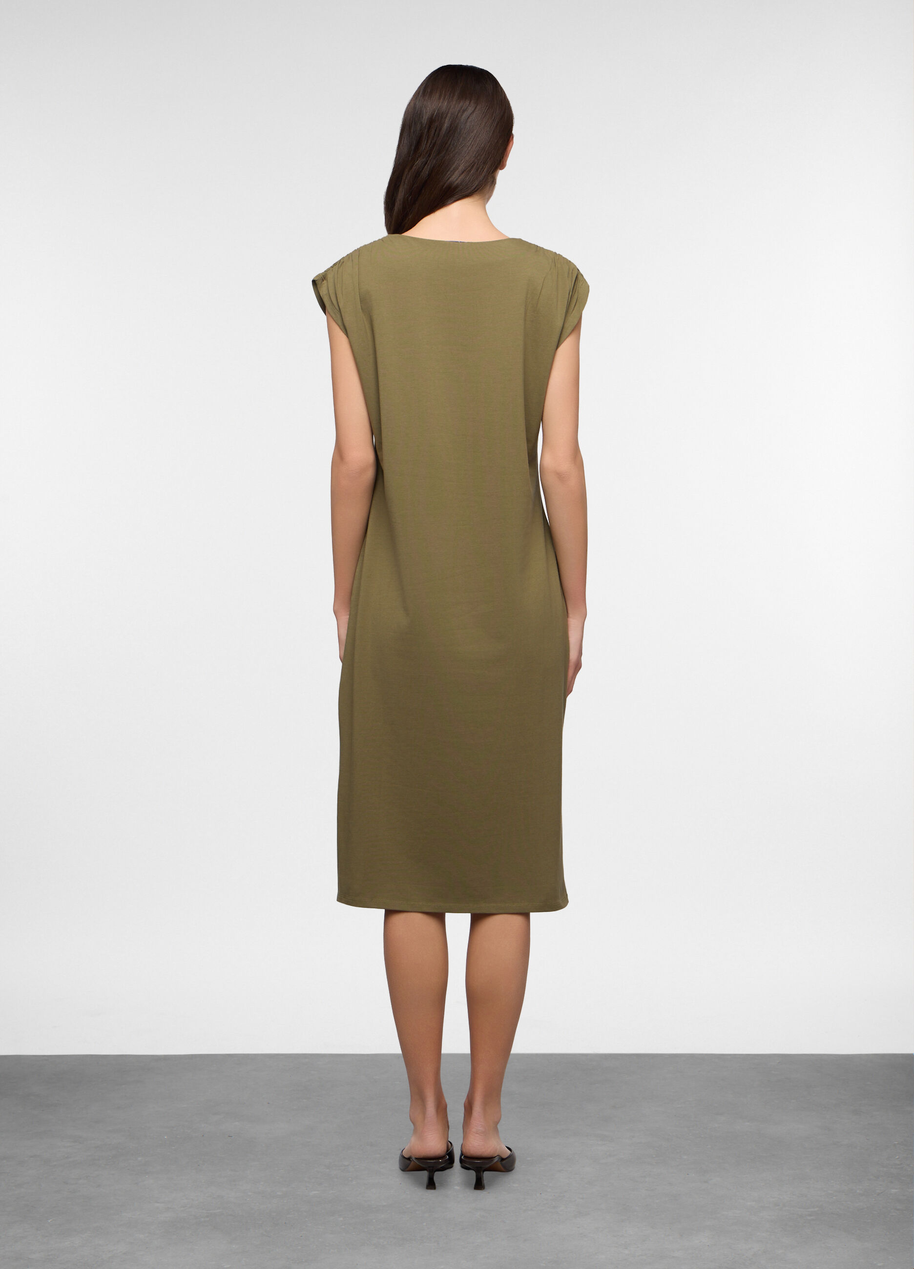 Abito smanicato in jersey di cotone stretch donna_1