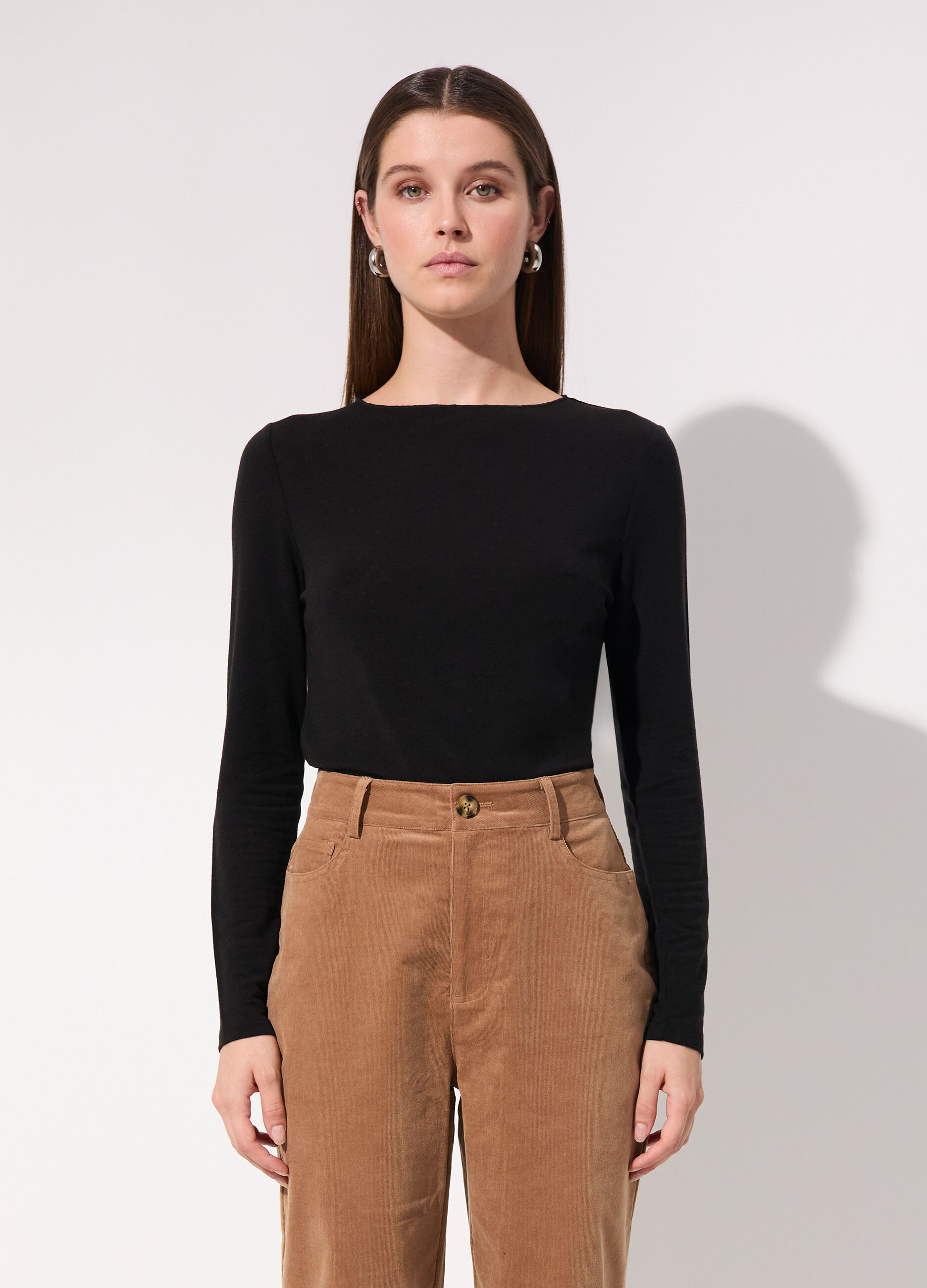 T-shirt a manica lunga in misto lana donna_1