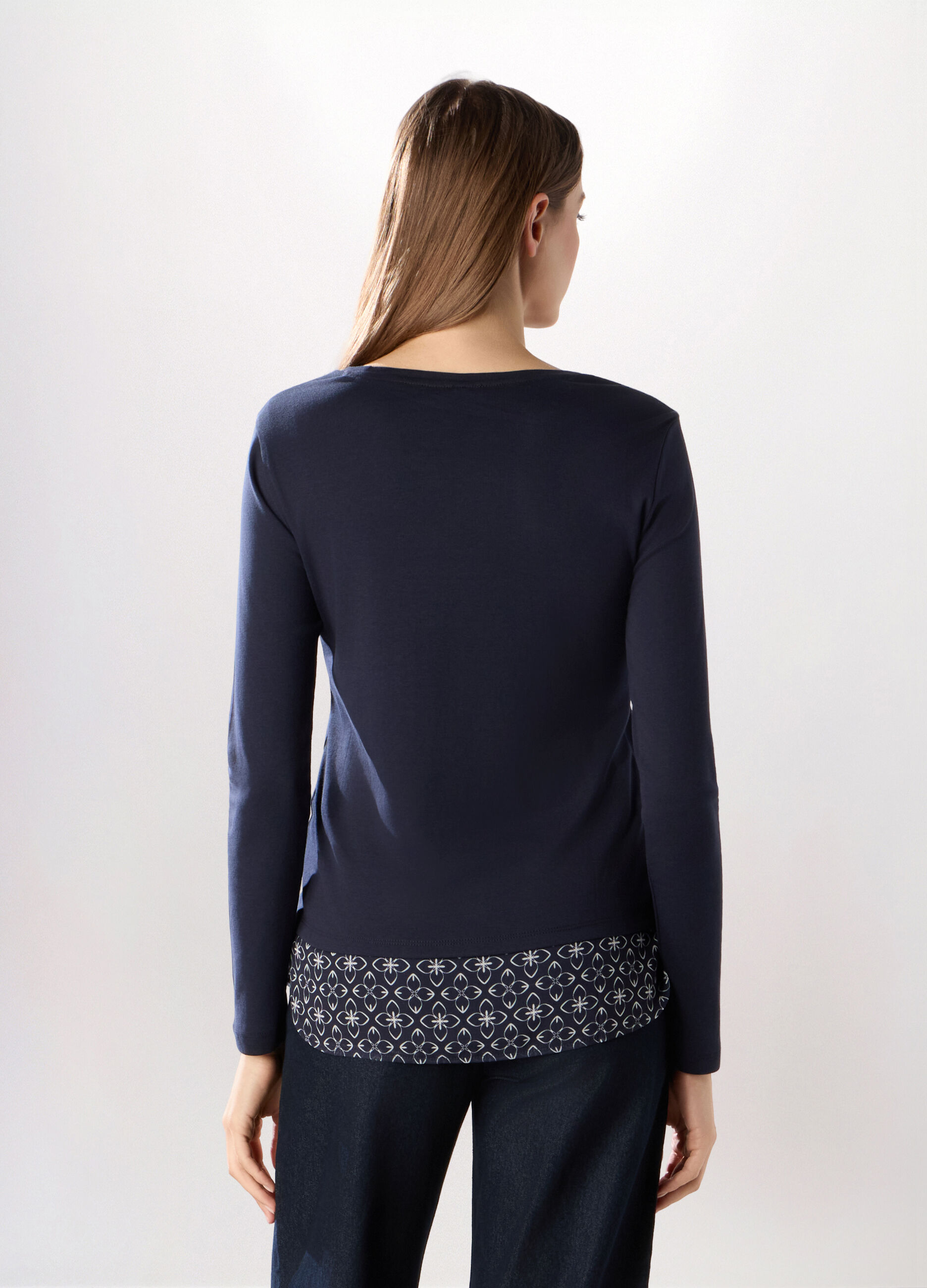 T-shirt in costina di puro cotone donna_1
