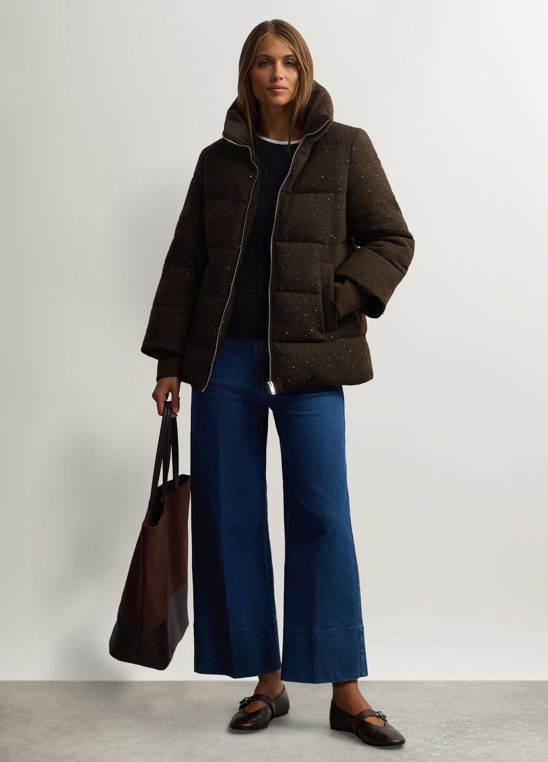 Giubbino imbottito Fit over misto lana donna_0