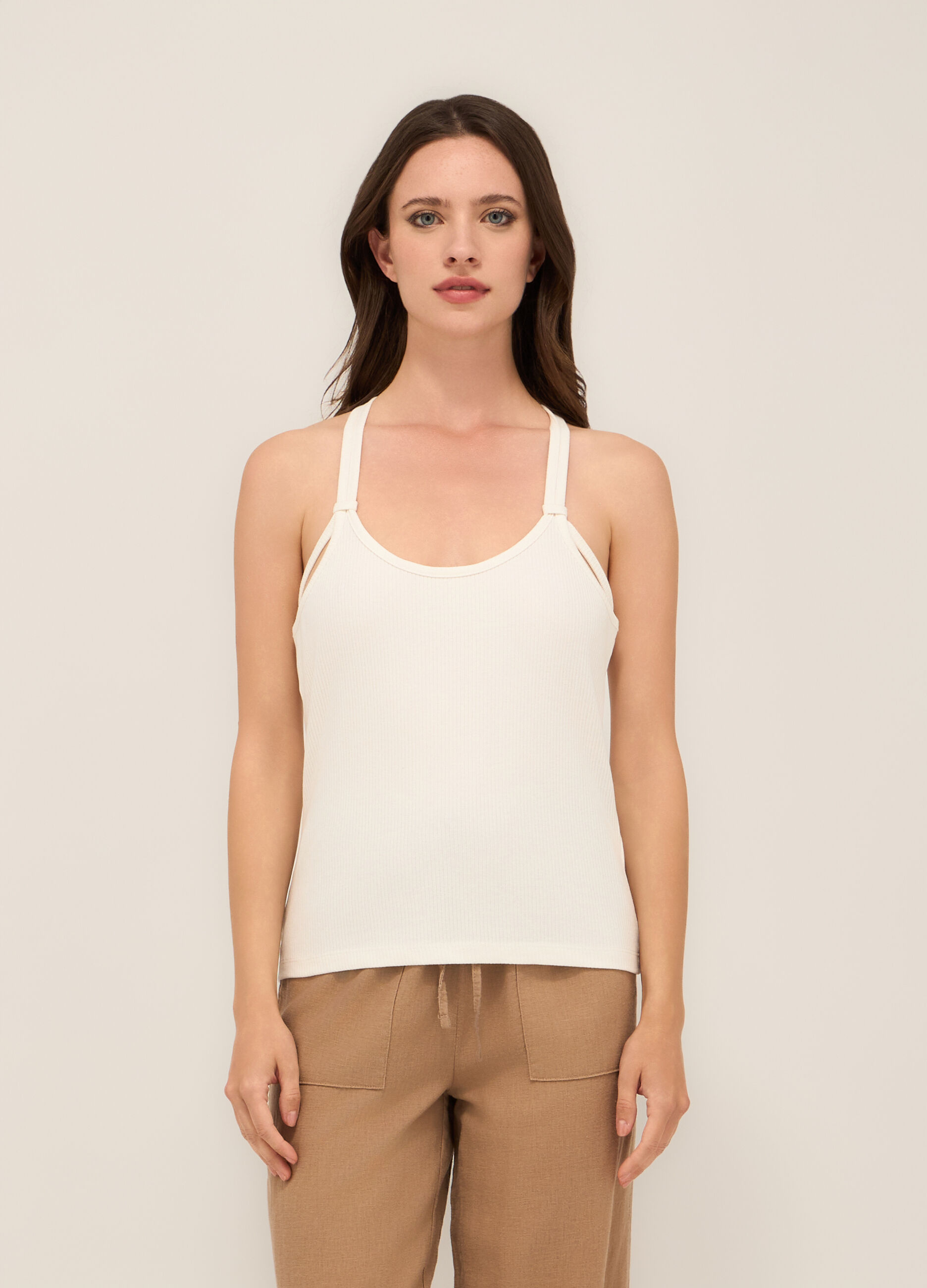 Canotta in costina misto cotone donna