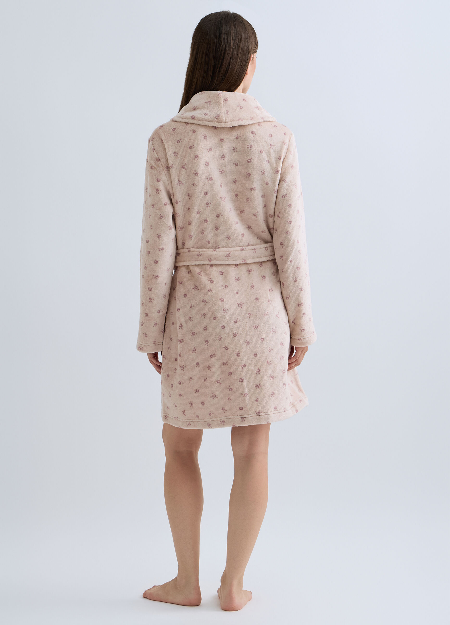 Vestaglia in coral fleece con stampa donna_1