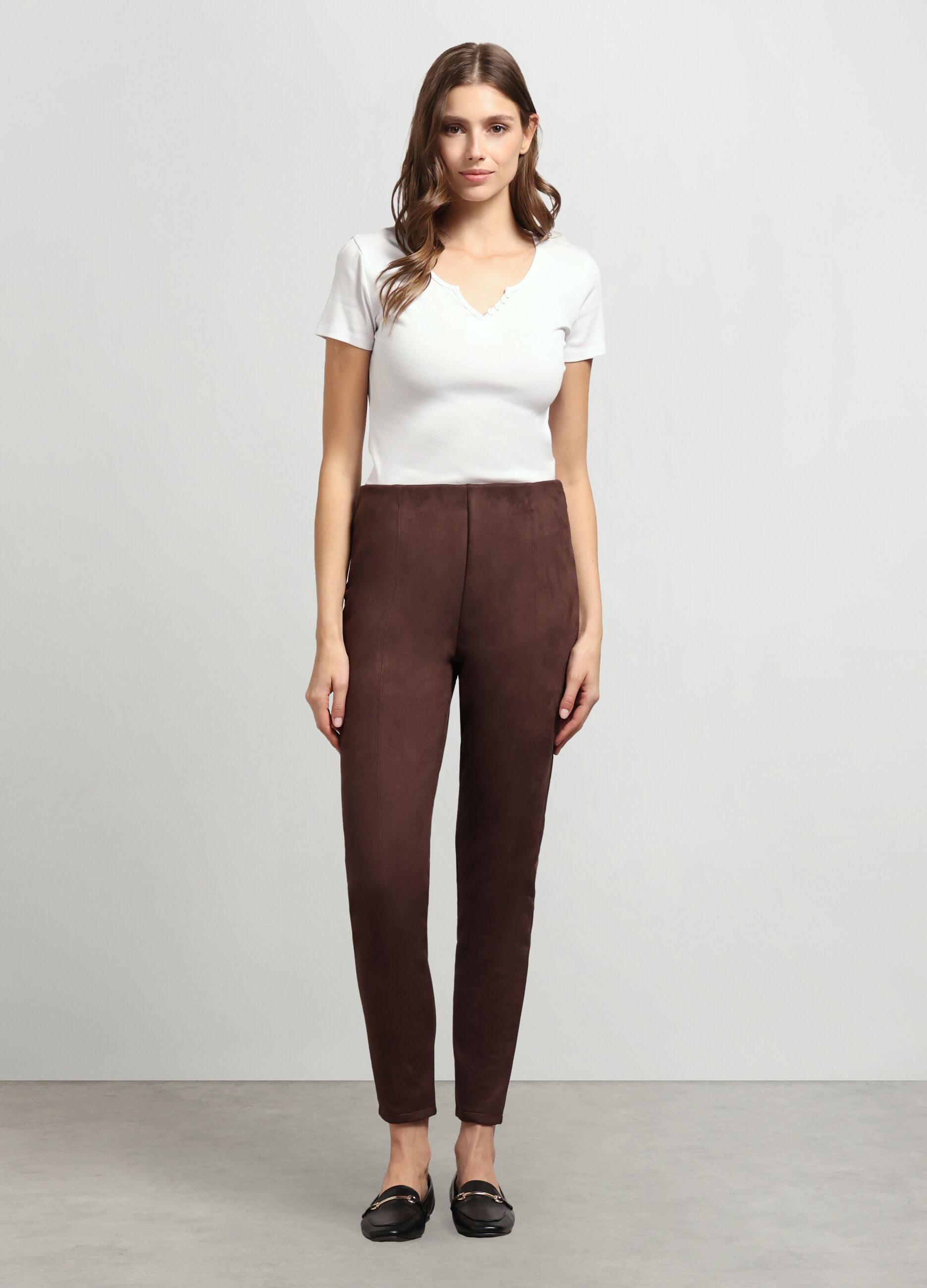 Leggings effetto scamosciato donna_0