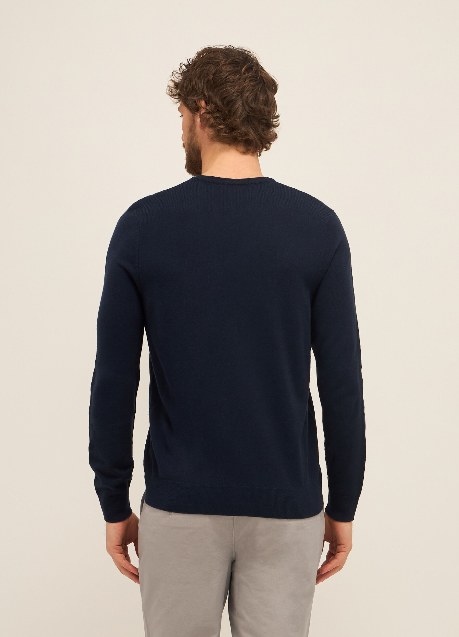 Maglione collo a V a maniche lunghe uomo_1