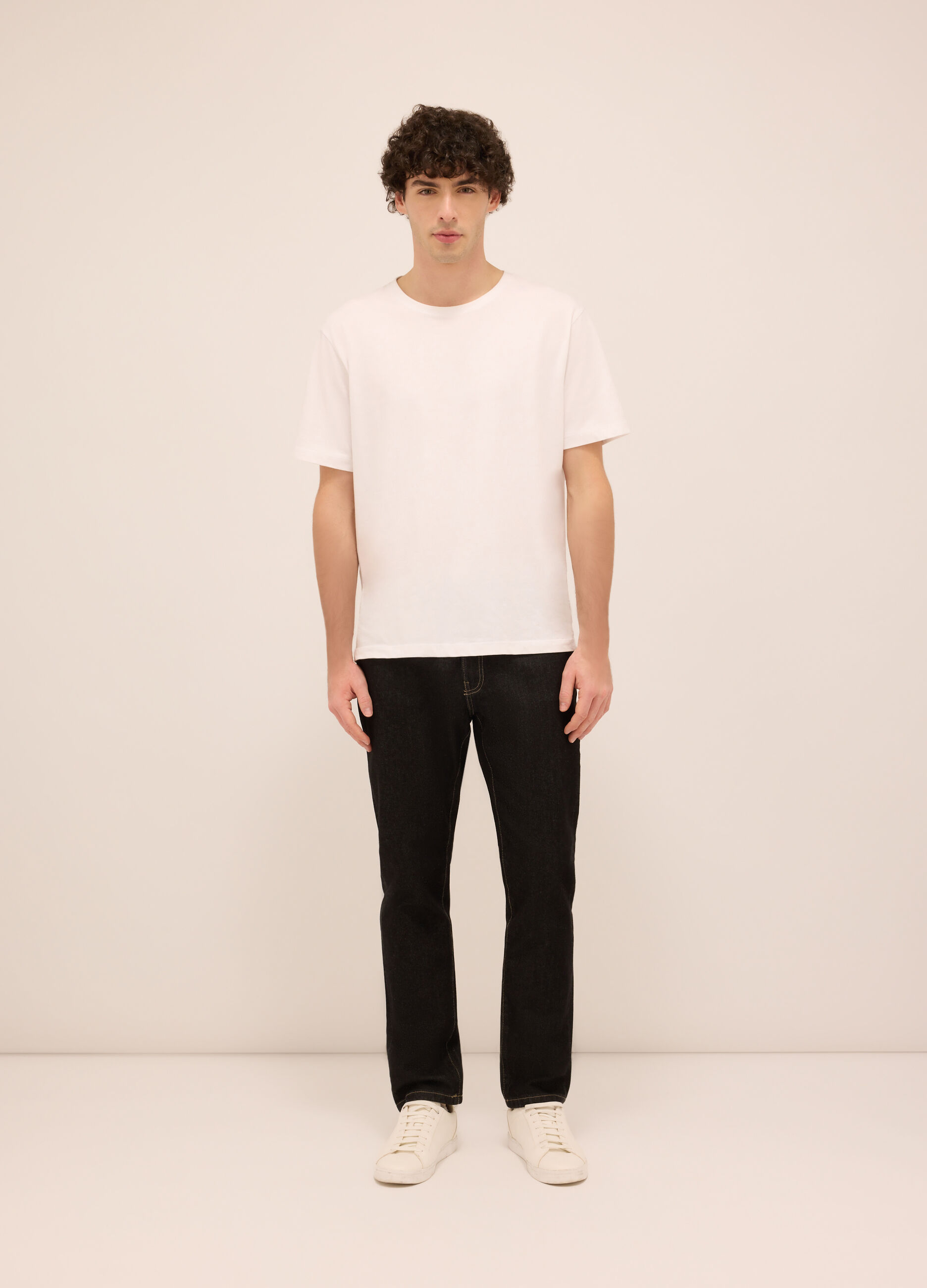 Jeans 5 tasche slim fit in denim di cotone uomo_0