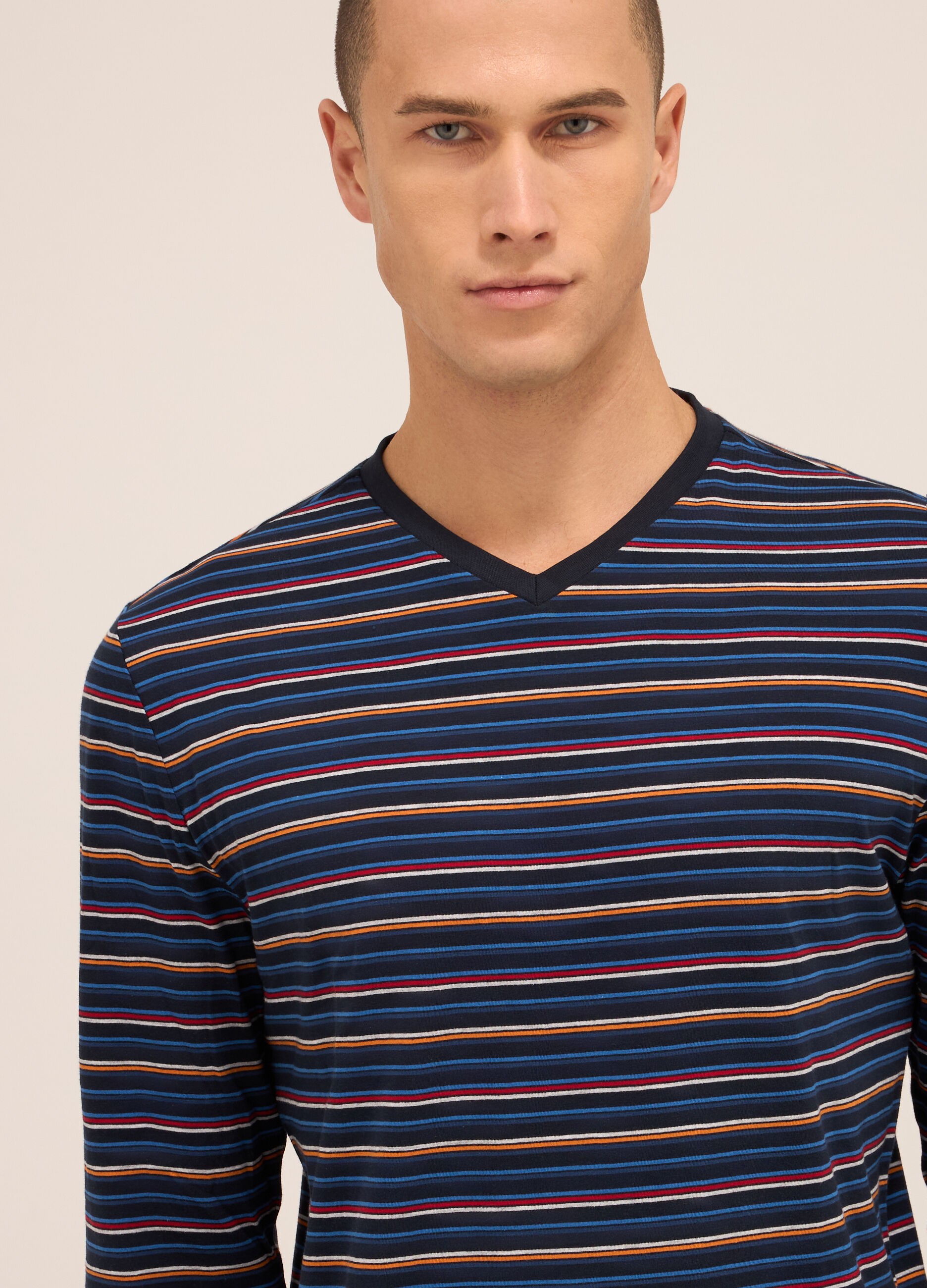 Maglia del pigiama a righe multicolor misto cotone uomo_2