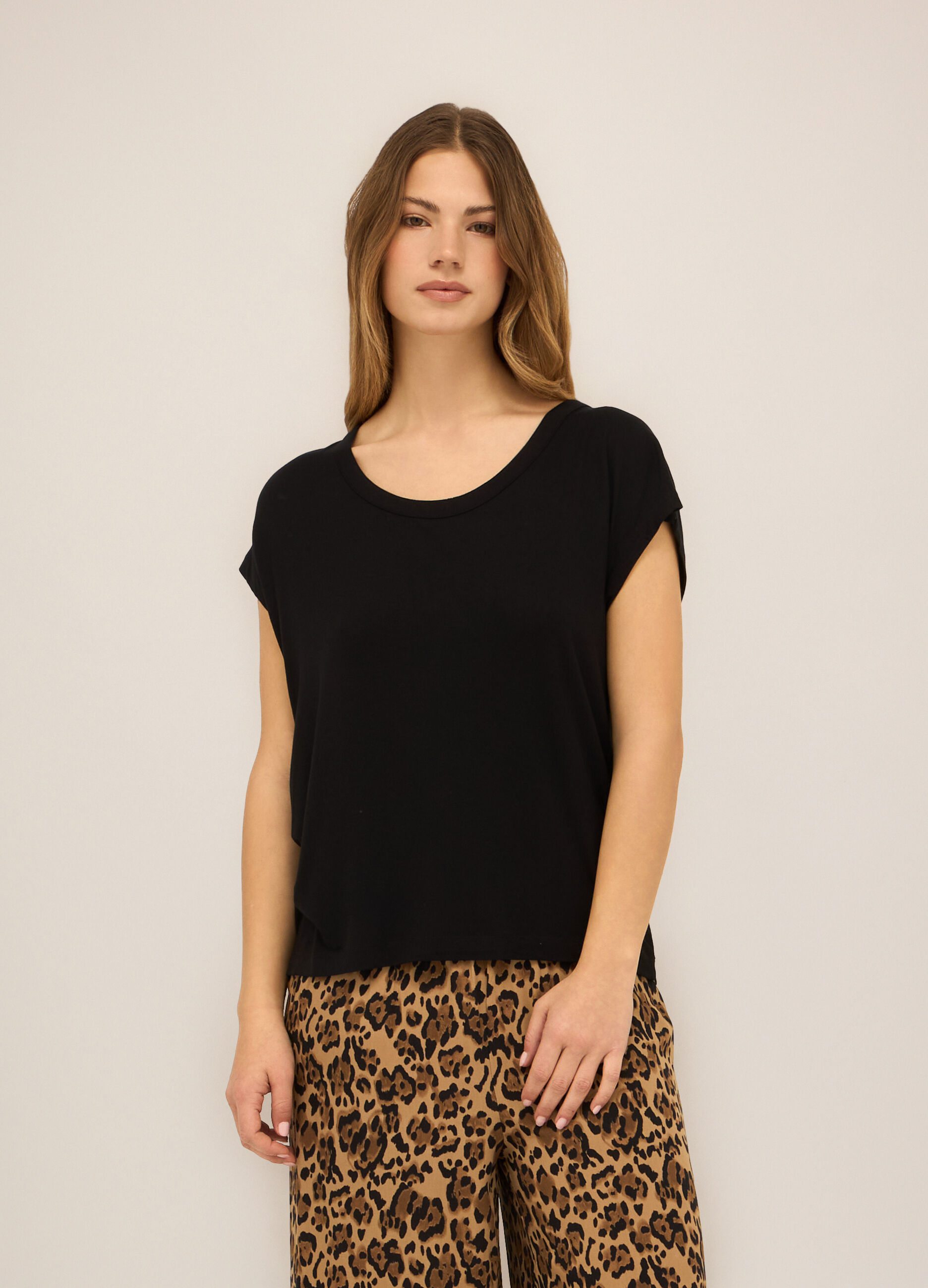 T-shirt in jersey di viscosa stretch donna_0