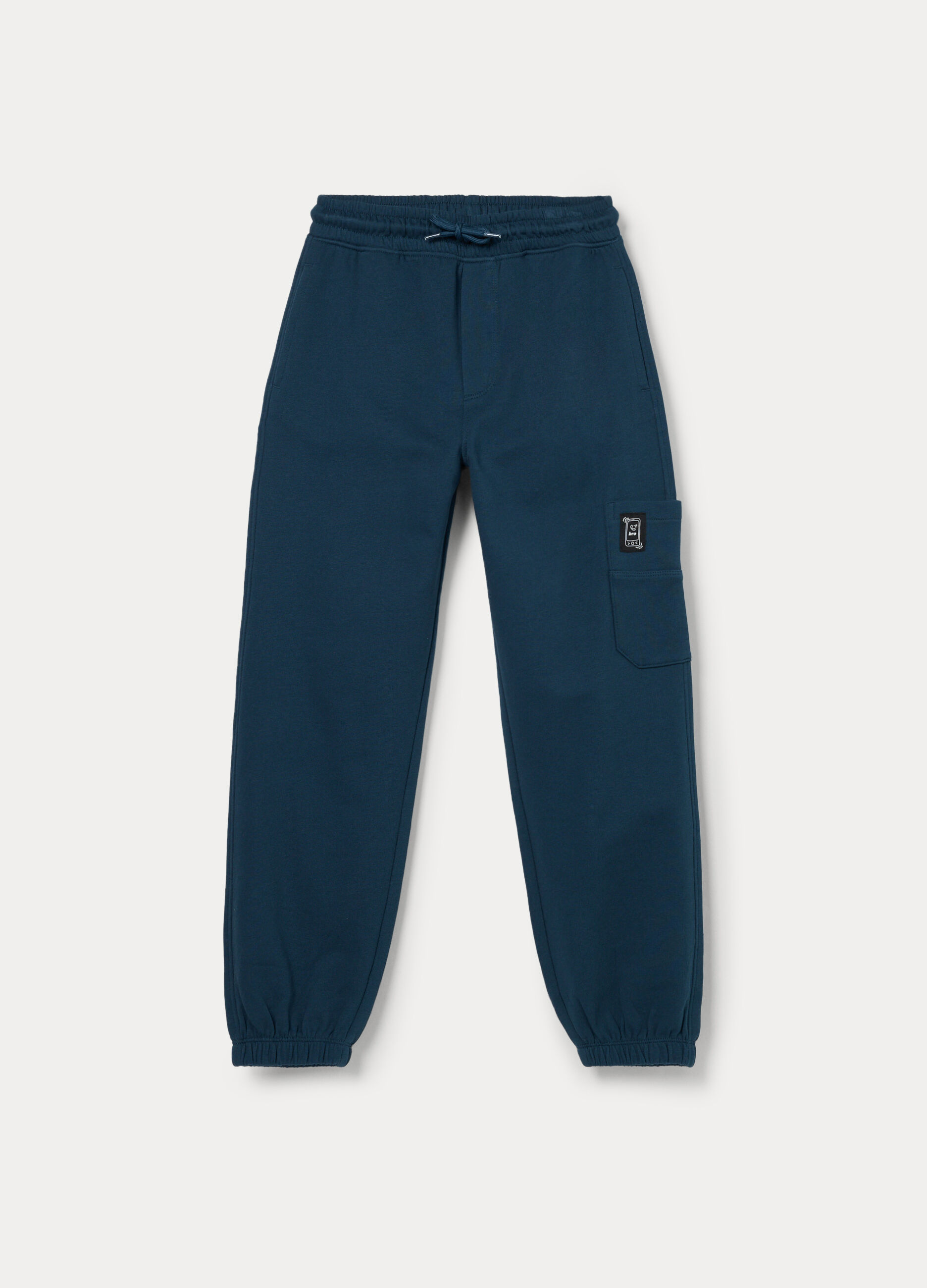 Jogger cargo in french terry di puro cotone bambino_0