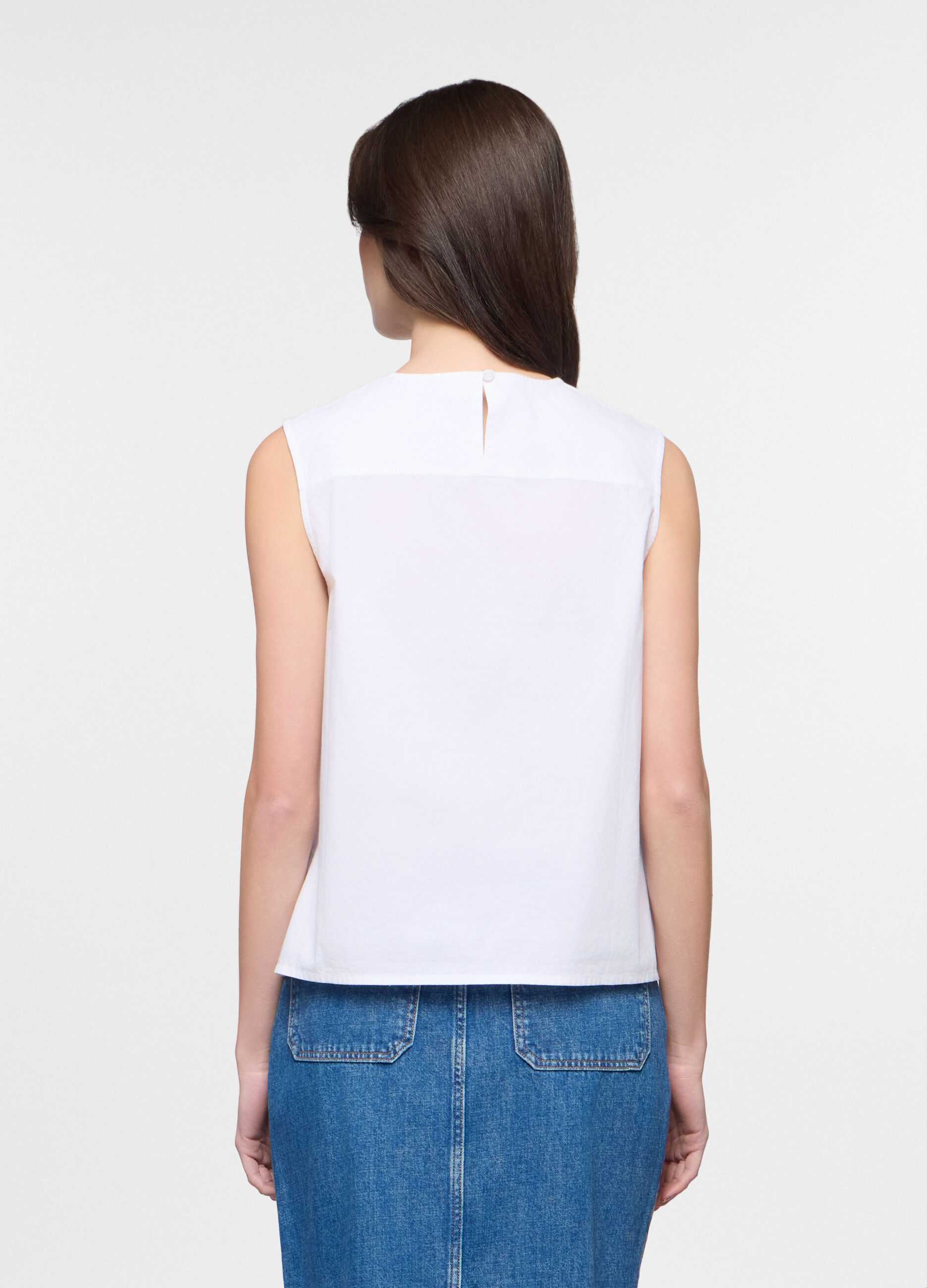 Blusa fit regular in popeline di puro cotone donna_1