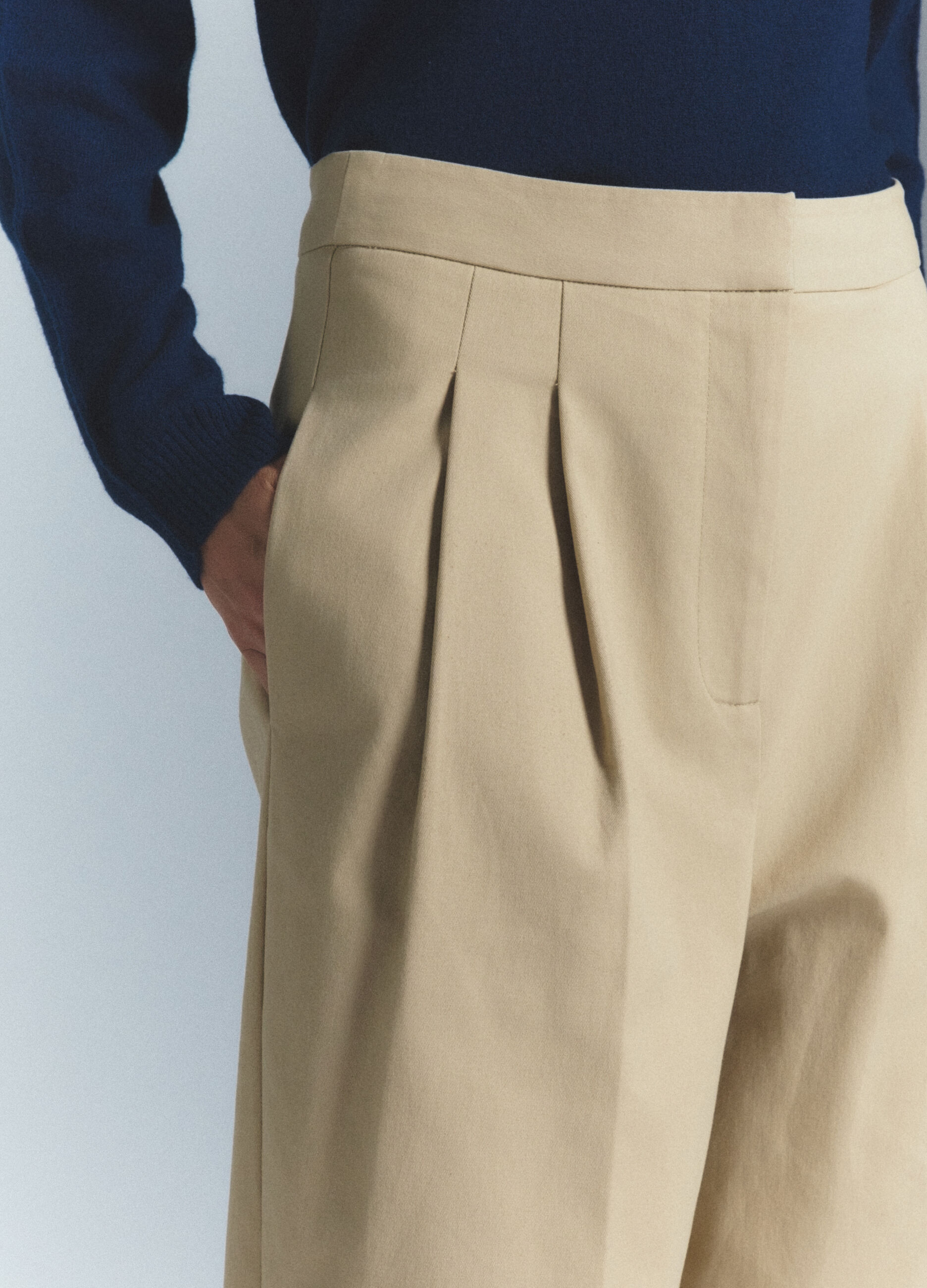 Pantaloni Straight Fit in twill di cotone stretch donna_4