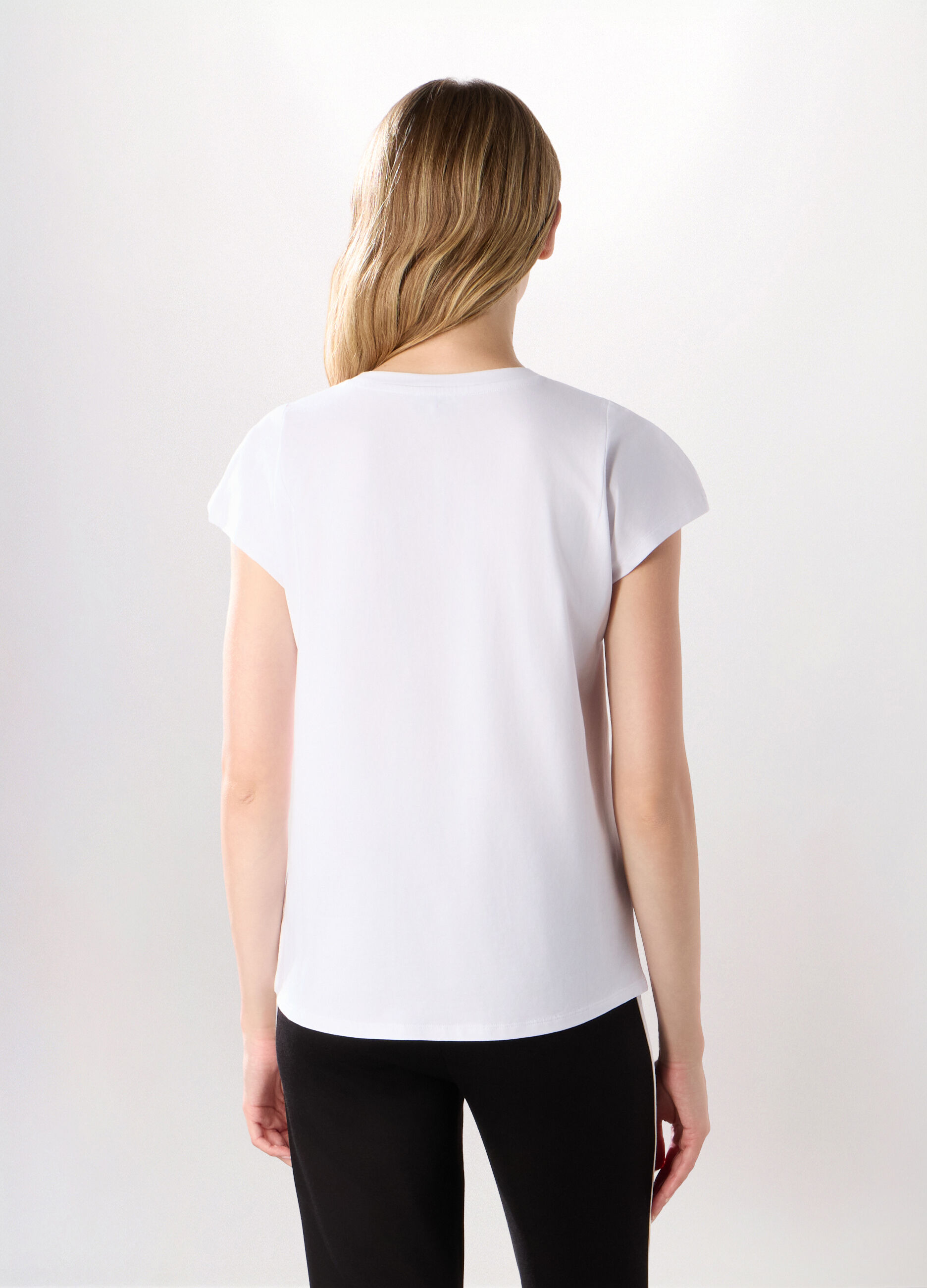 T-shirt in jersey di cotone stretch donna_1
