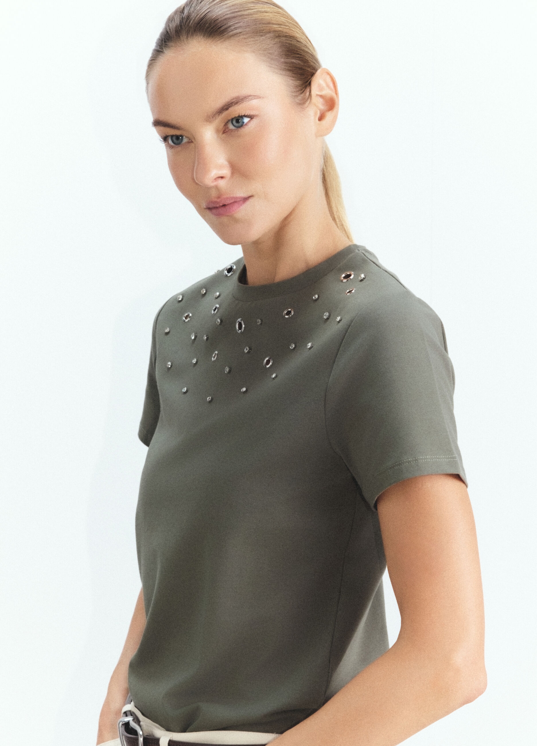T-shirt girocollo stretch donna_3