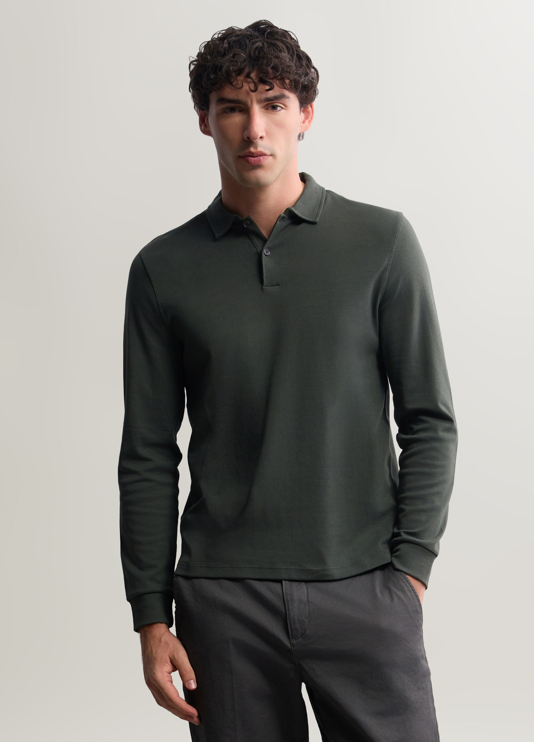 Polo a maniche lunghe in interlock uomo_0