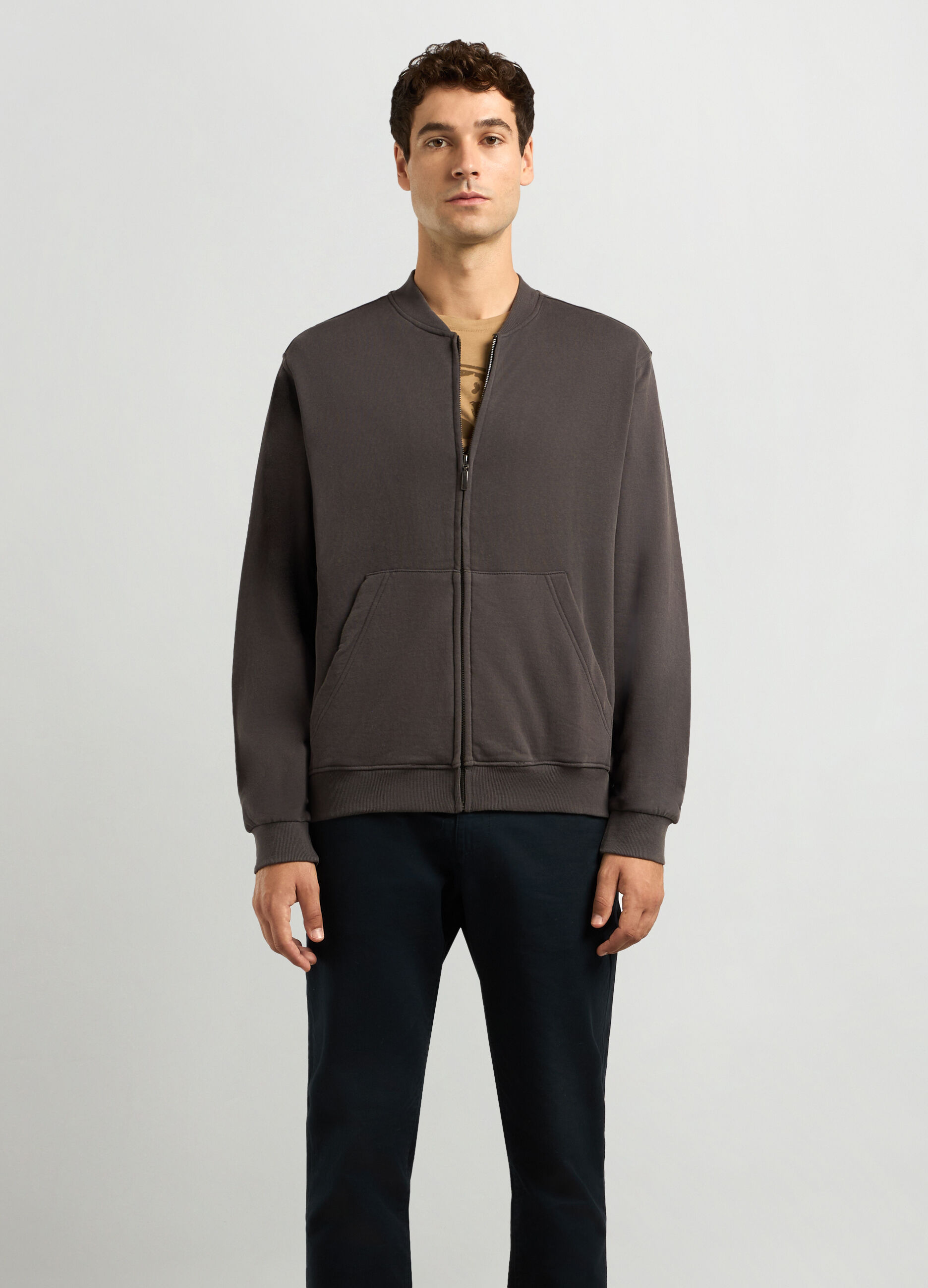 Felpa in puro cotone full zip uomo_0