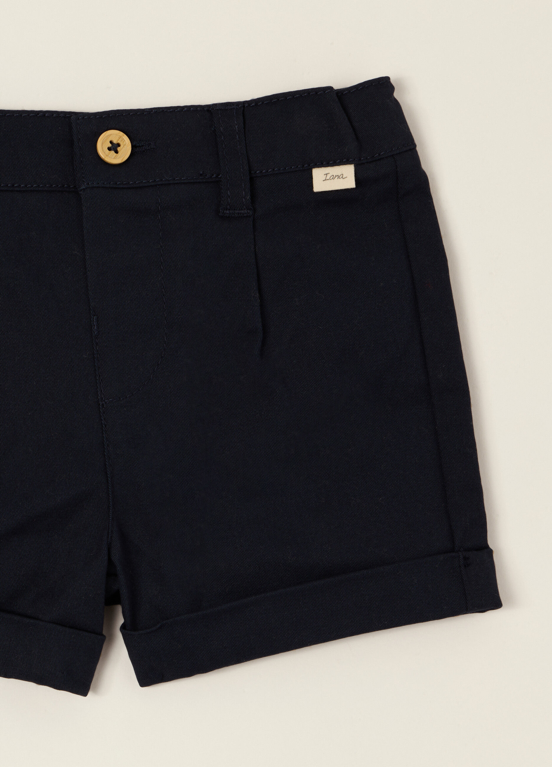 Shorts blu in cotone elasticizzato_2