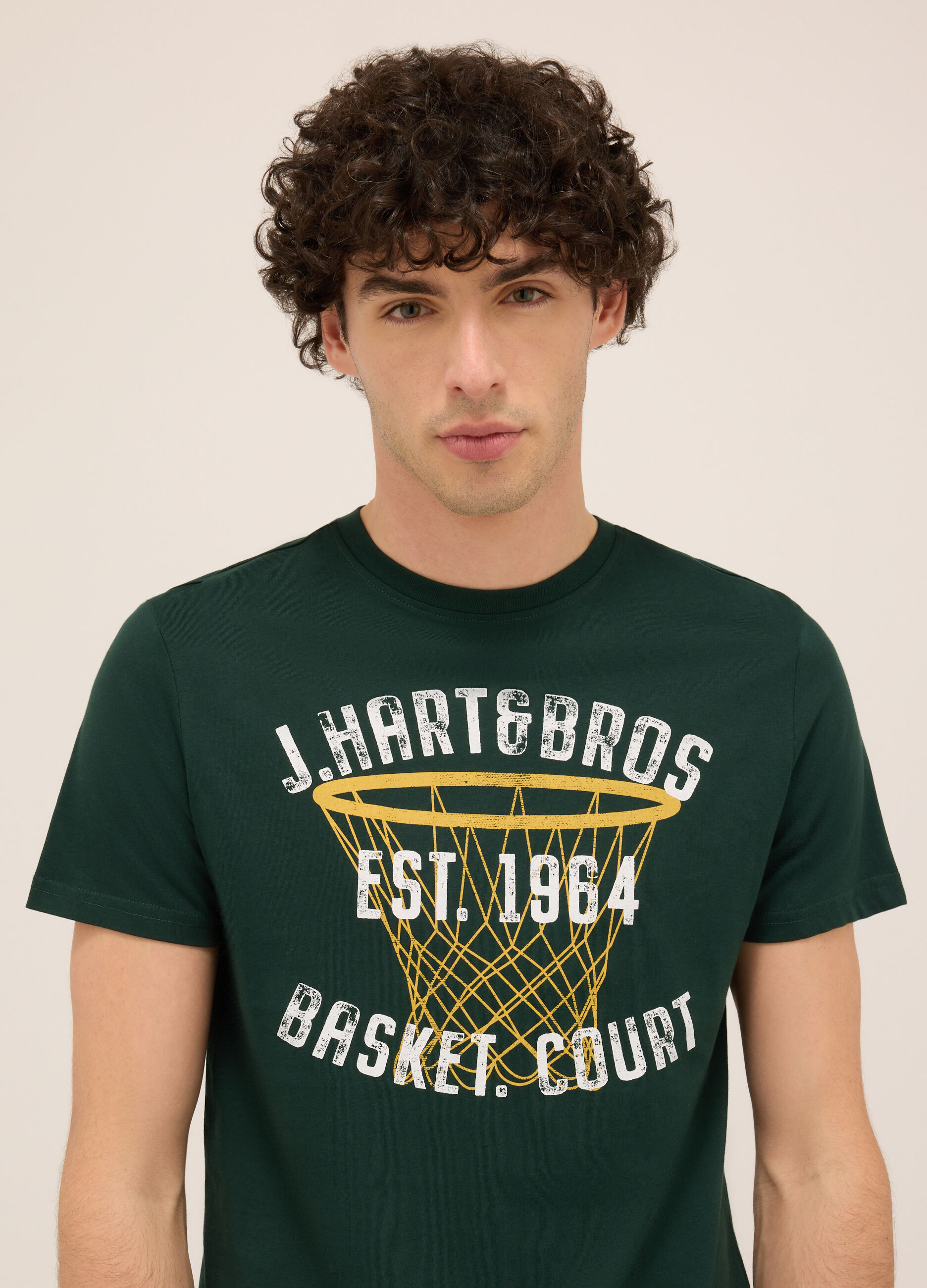 T-shirt girocollo in jersey di cotone con stampa_2