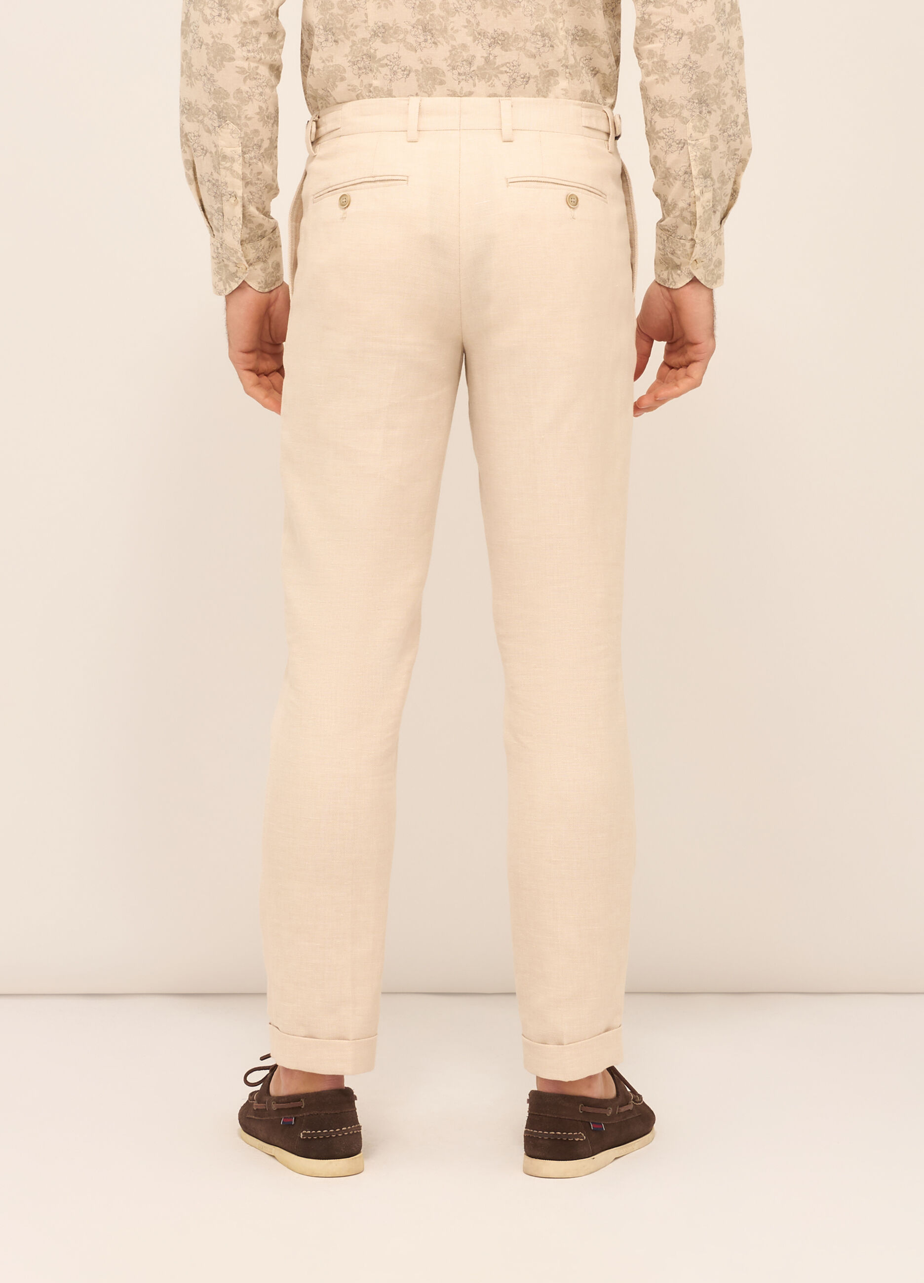 Pantaloni classici in cotone e lino uomo_1