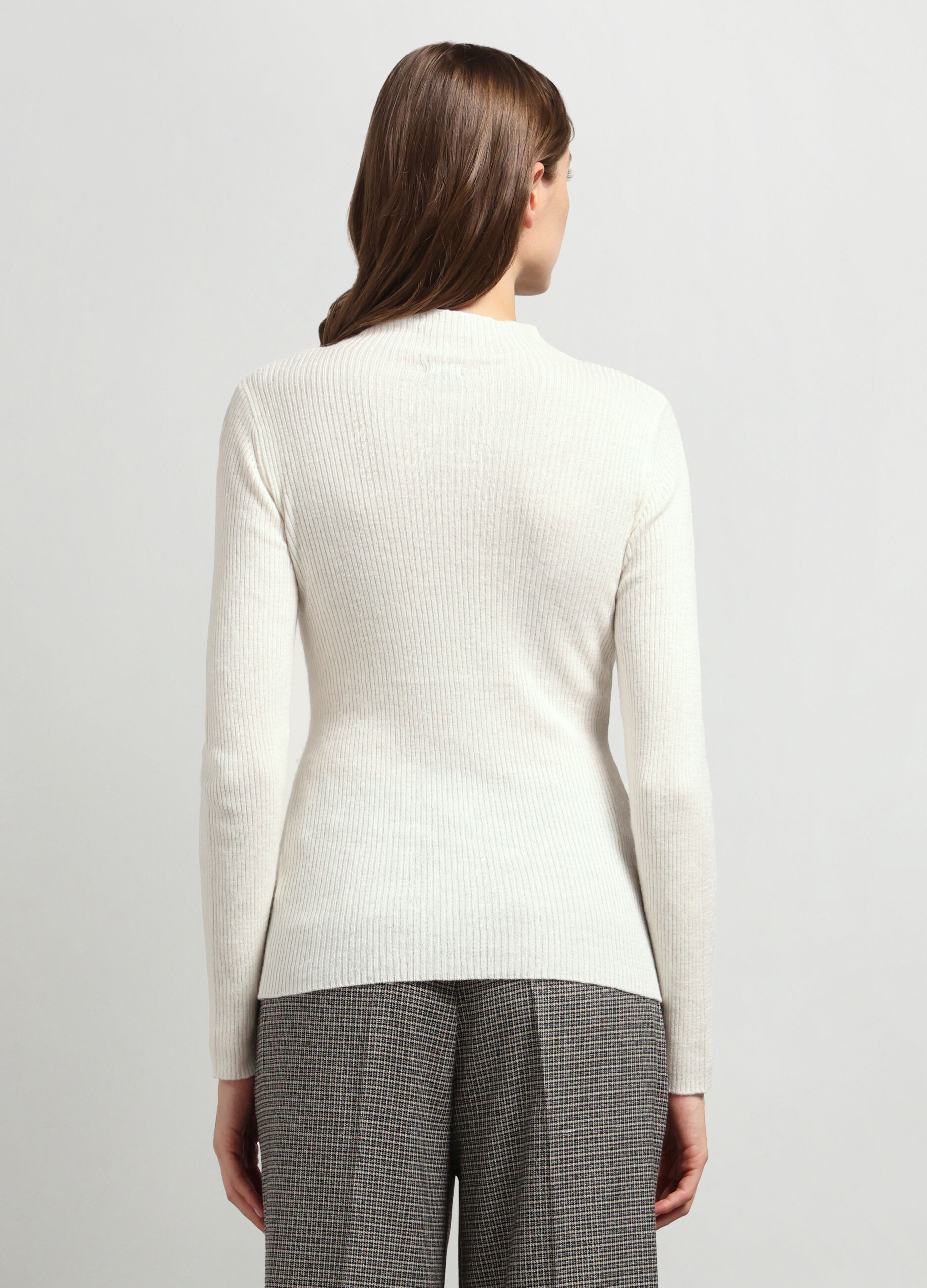 T-shirt in costina misto lana donna_1