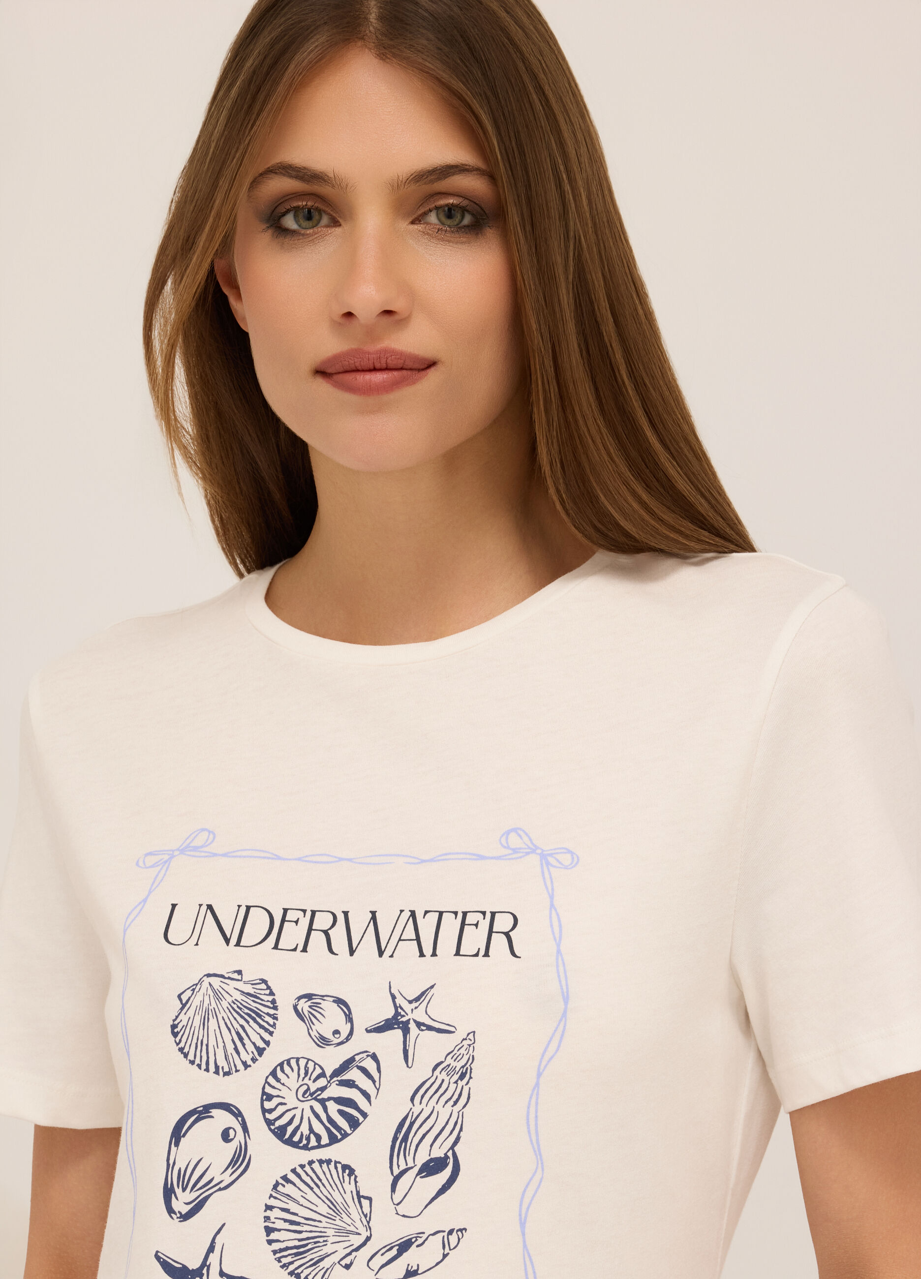 T-shirt in jersey di puro cotone donna_1