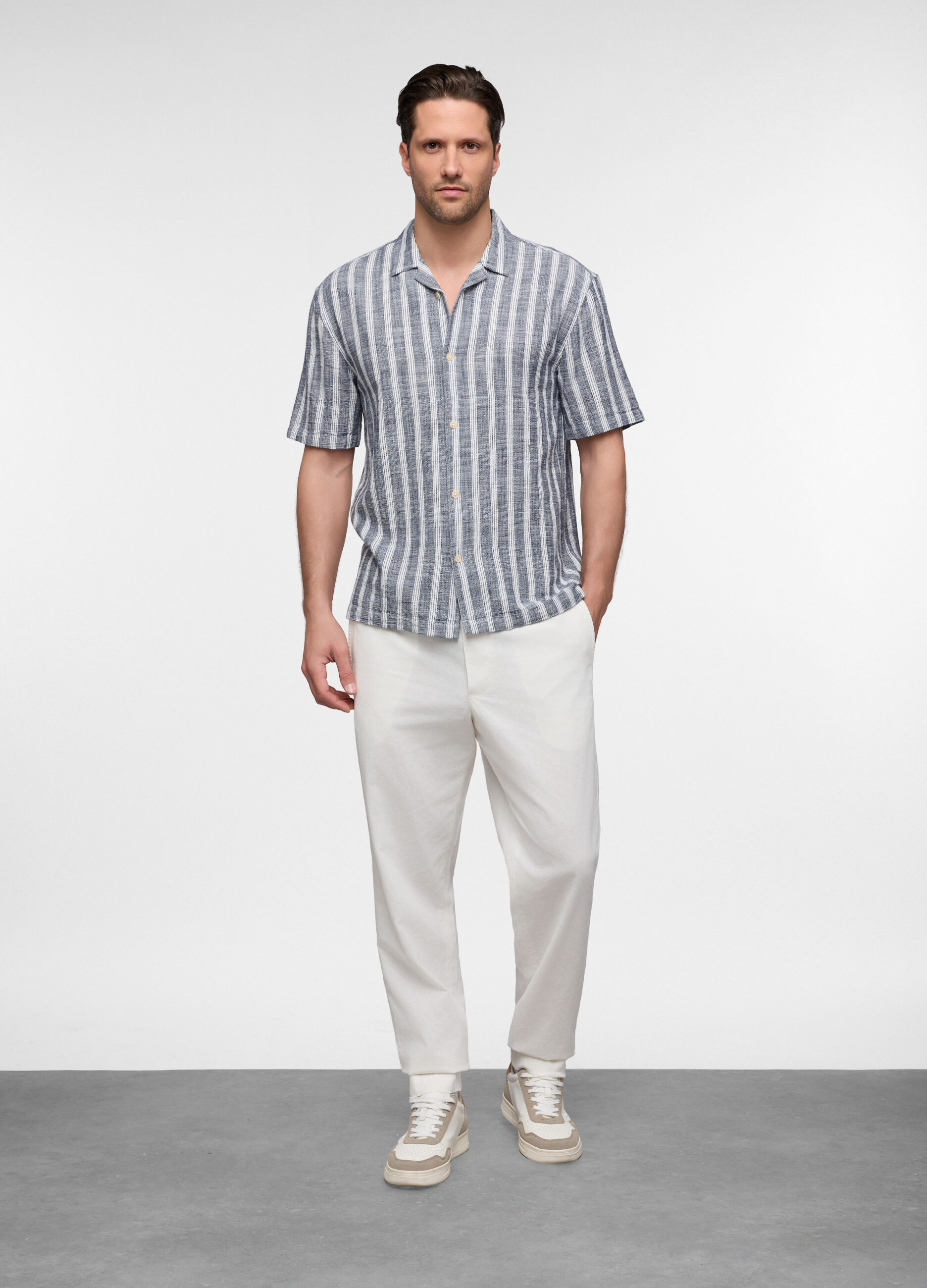 Pantaloni chino in lino e cotone uomo_0