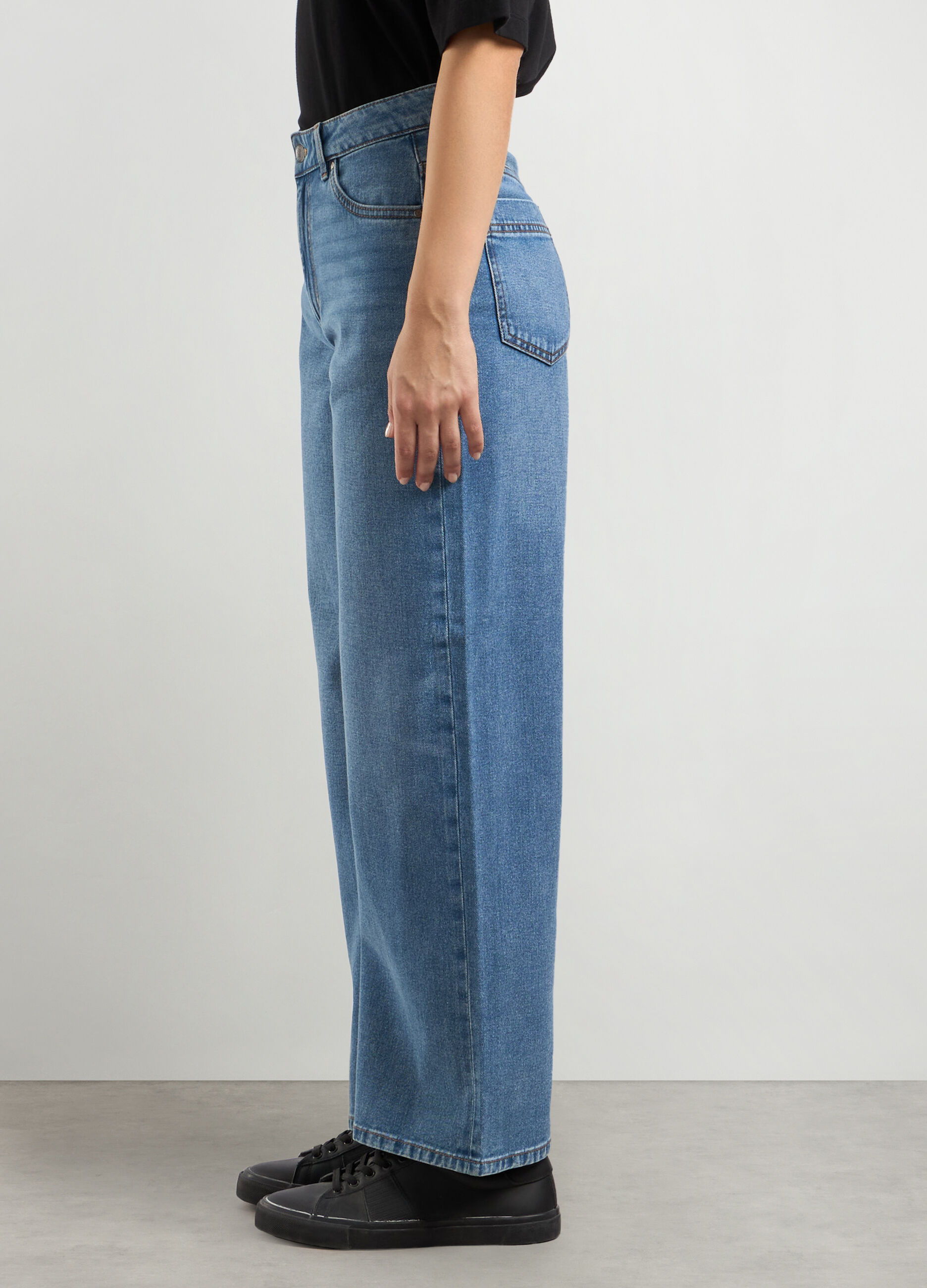 Pantaloni in denim di puro cotone wide leg donna_2